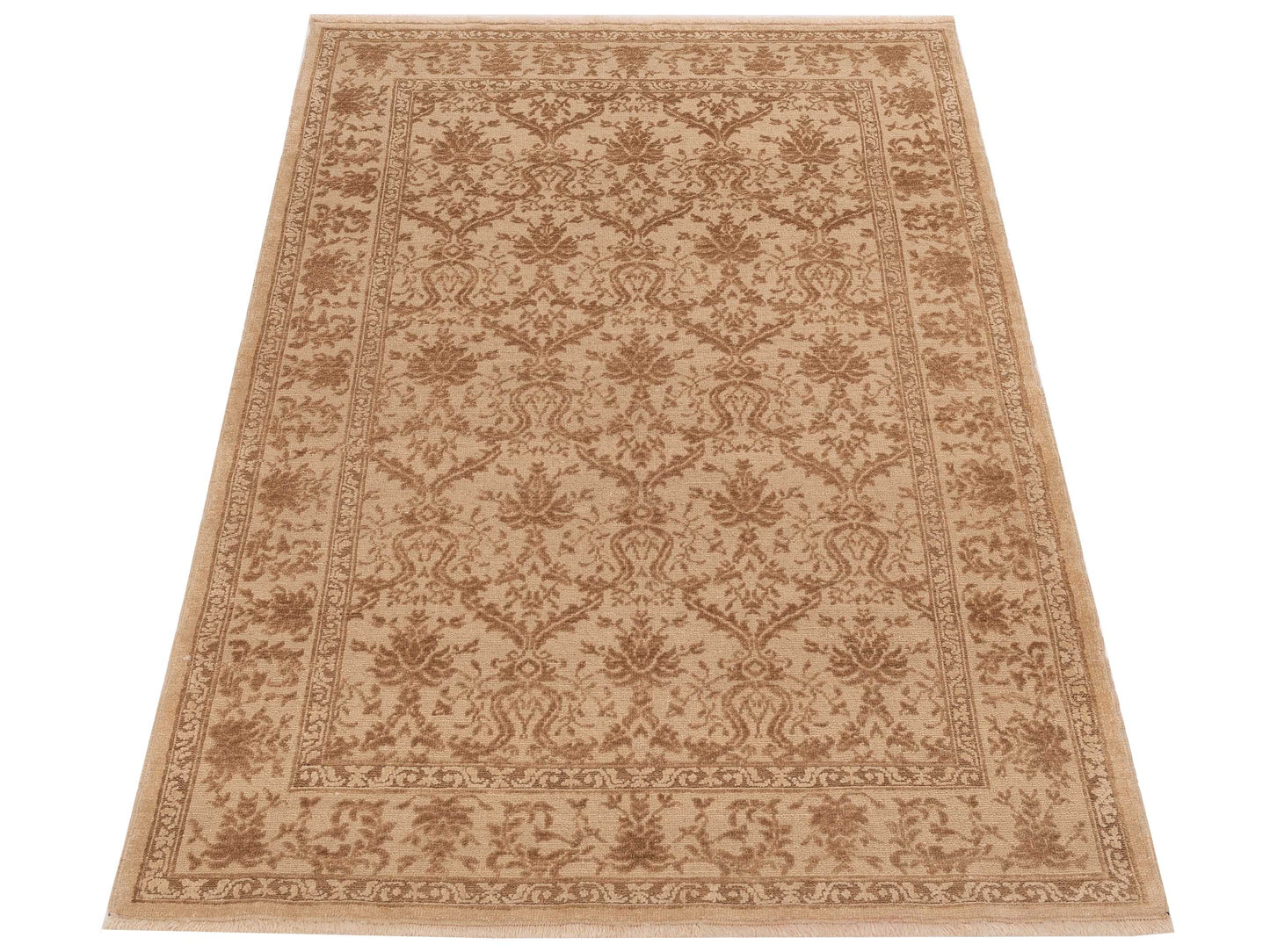 Defne Begonia Beige Beige 4.1x6 Hand Knotted Rug