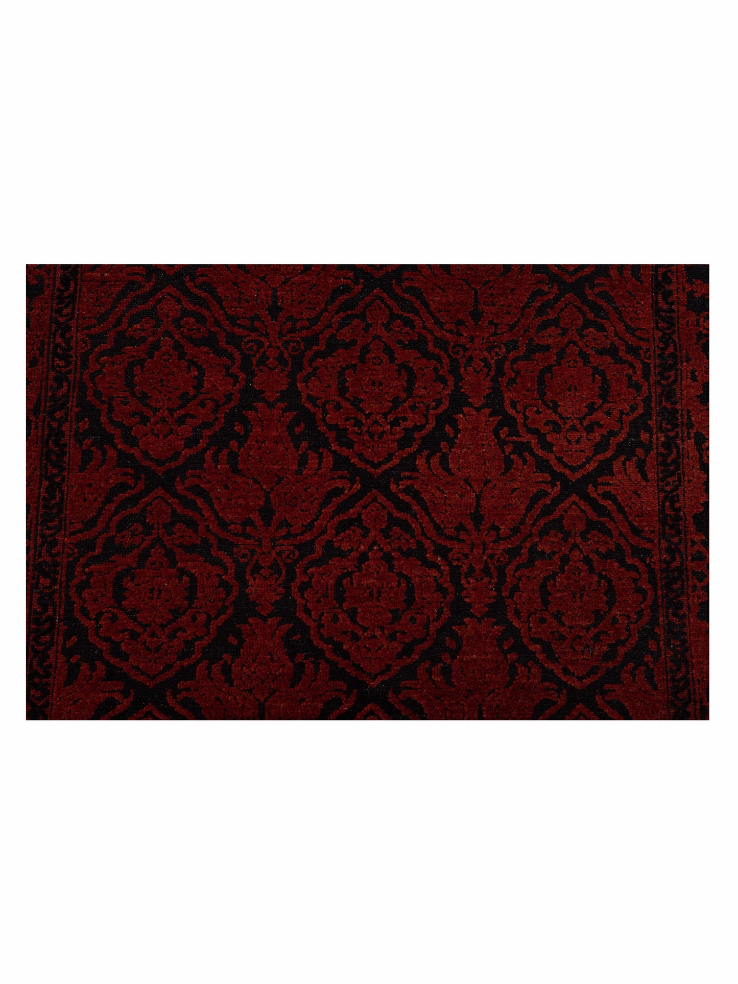 Defne Tulip Charcoal Red 4.2x5.11 Hand Knotted Rug