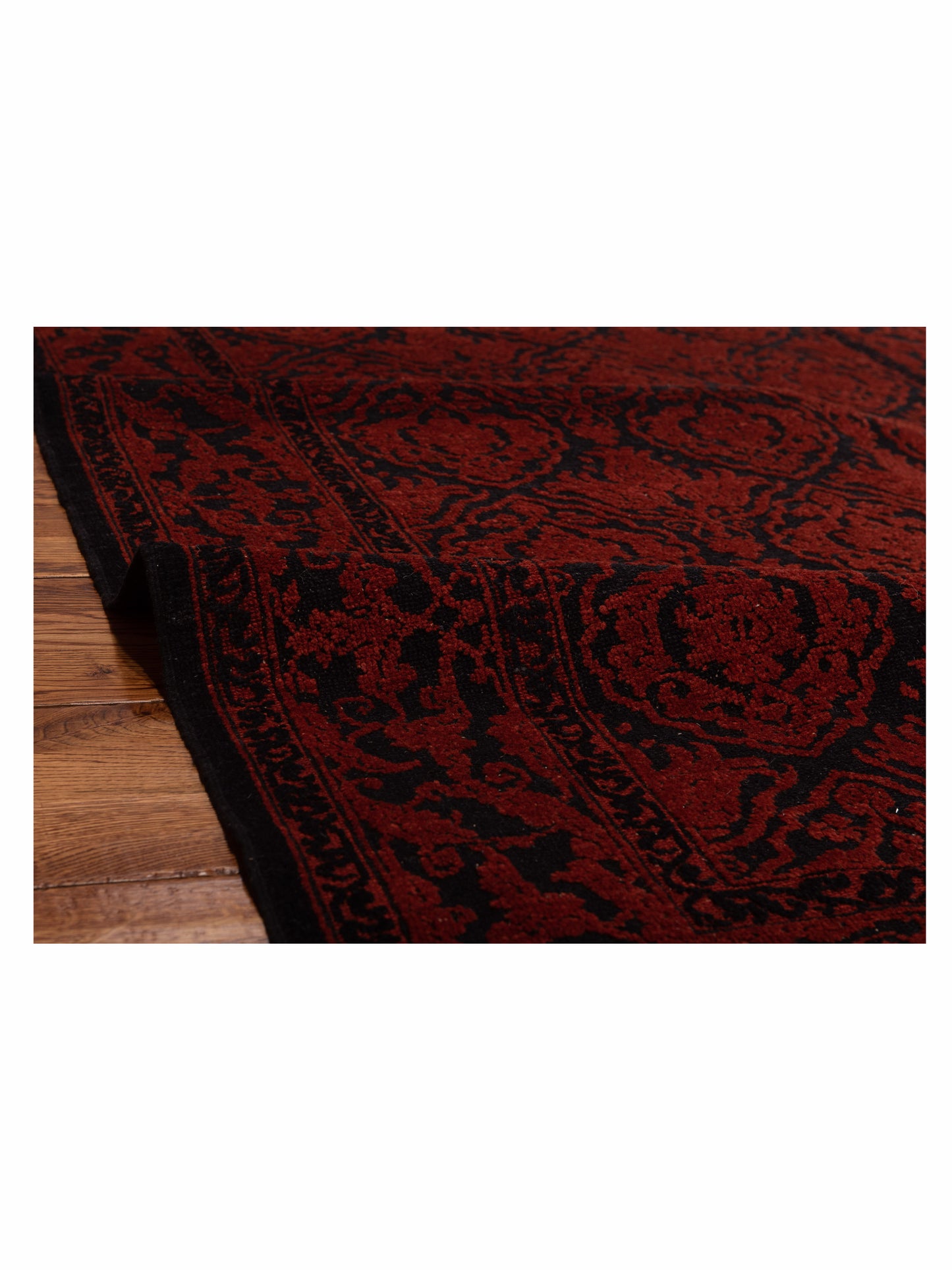 Defne Tulip Charcoal Red 4.2x5.11 Hand Knotted Rug