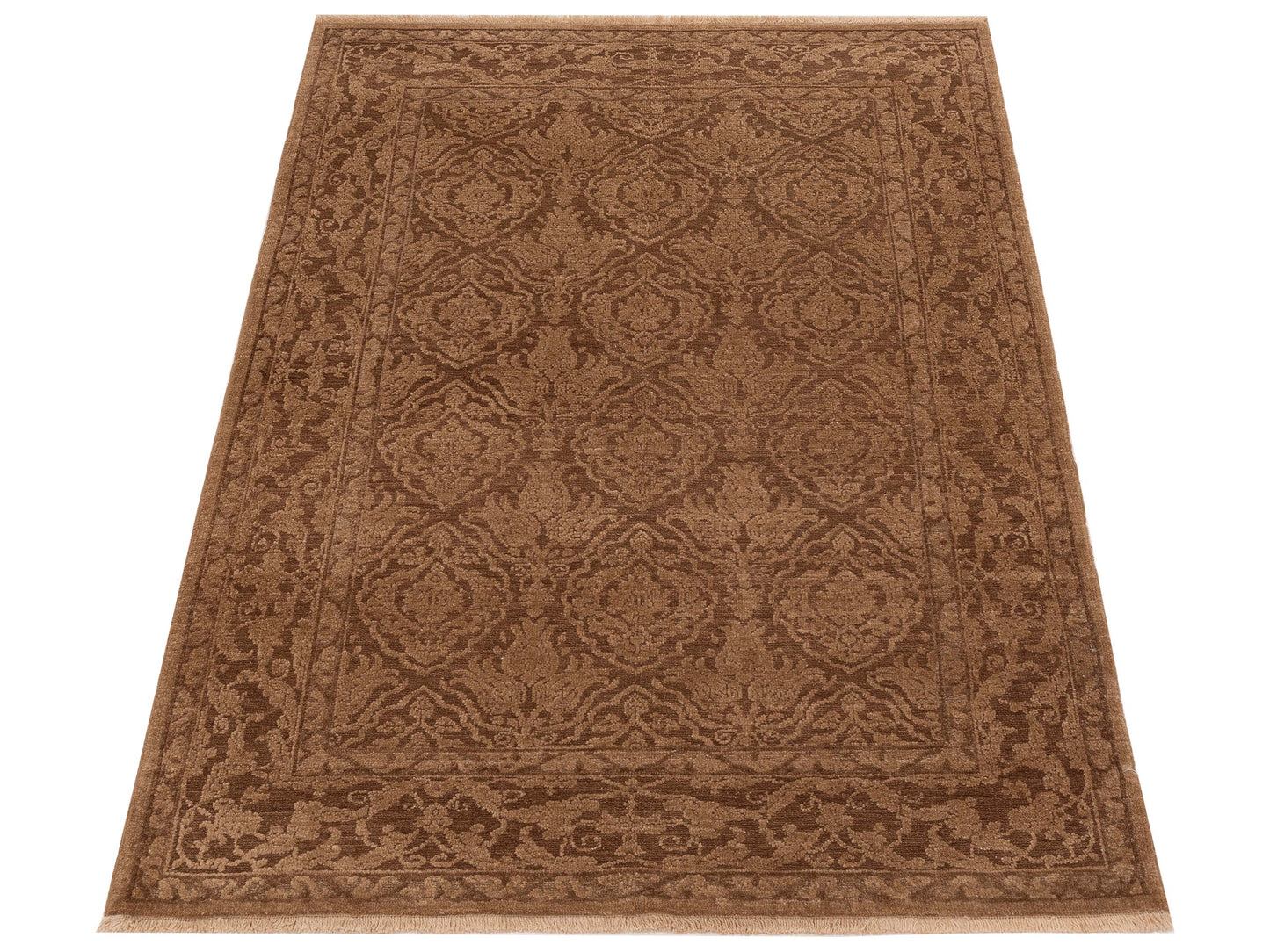Defne Tulip Dark Brown Brown 4.2x5.10 Hand Knotted Rug