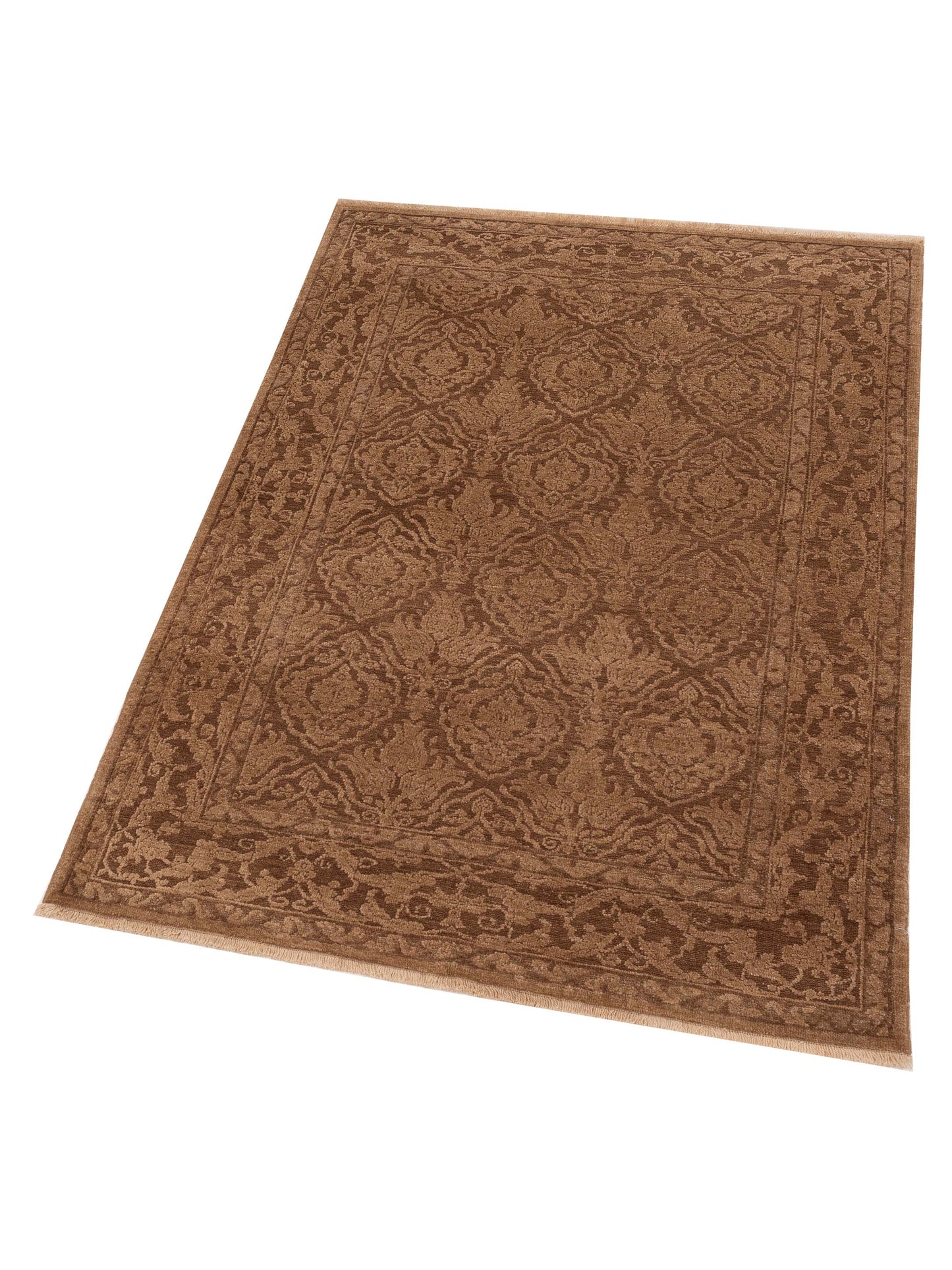 Defne Tulip Dark Brown Brown 4.2x5.10 Hand Knotted Rug