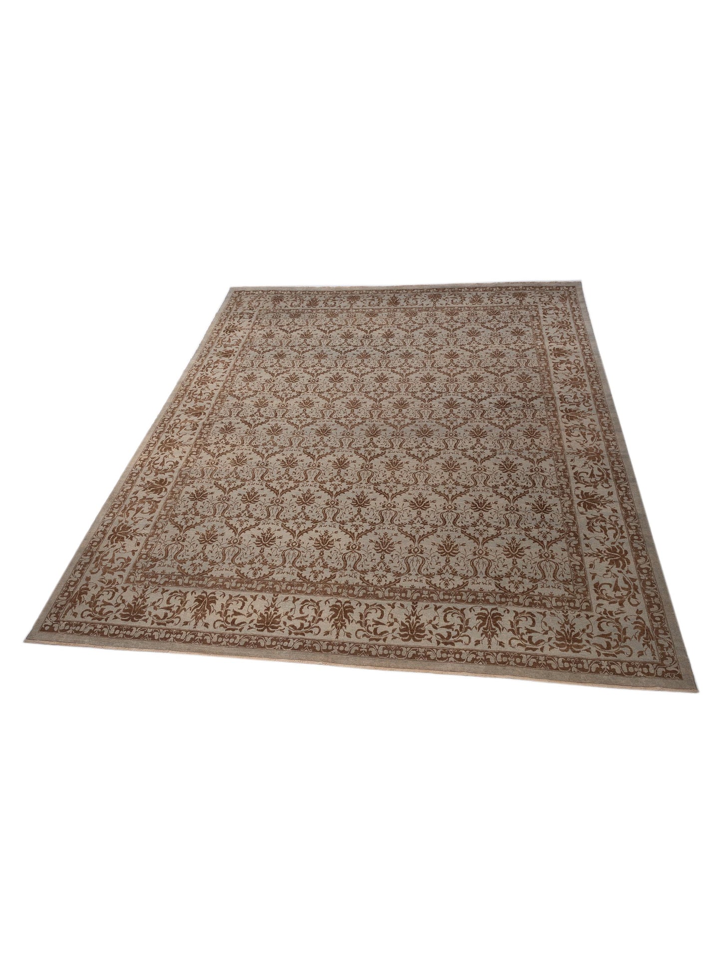 Defne Begonia Ice Blue Dark Brown 14.9x15.7 Hand Knotted Rug