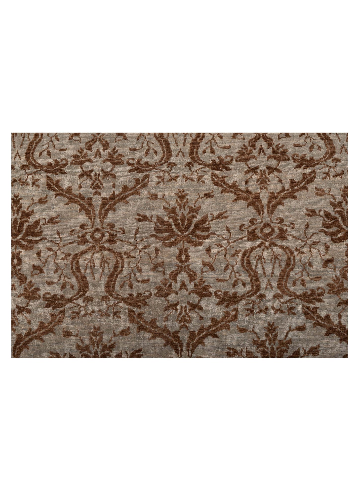 Defne Begonia Ice Blue Dark Brown 14.9x15.7 Hand Knotted Rug