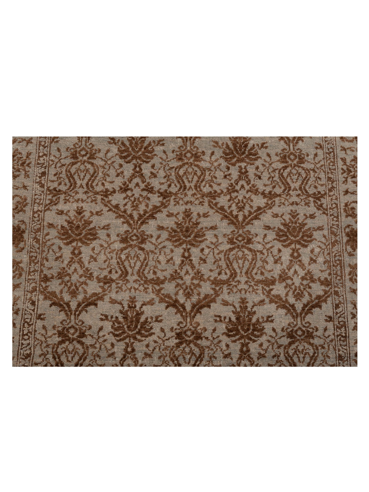 Defne Begonia Ice Blue Dark Brown 4.2x5.10 Hand Knotted Rug