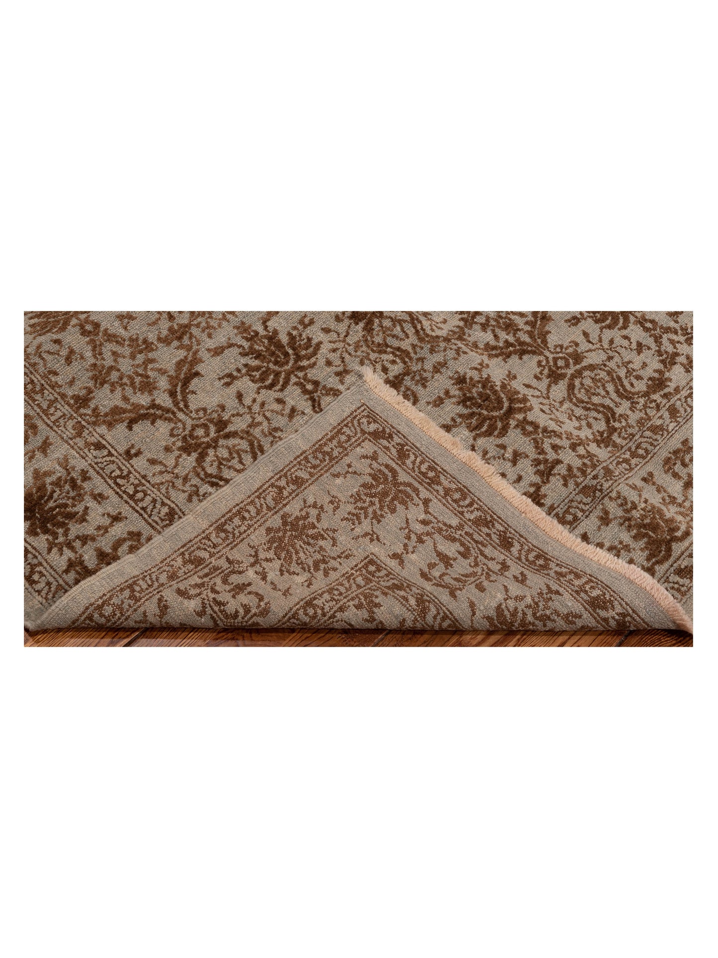 Defne Begonia Ice Blue Dark Brown 4.2x5.10 Hand Knotted Rug