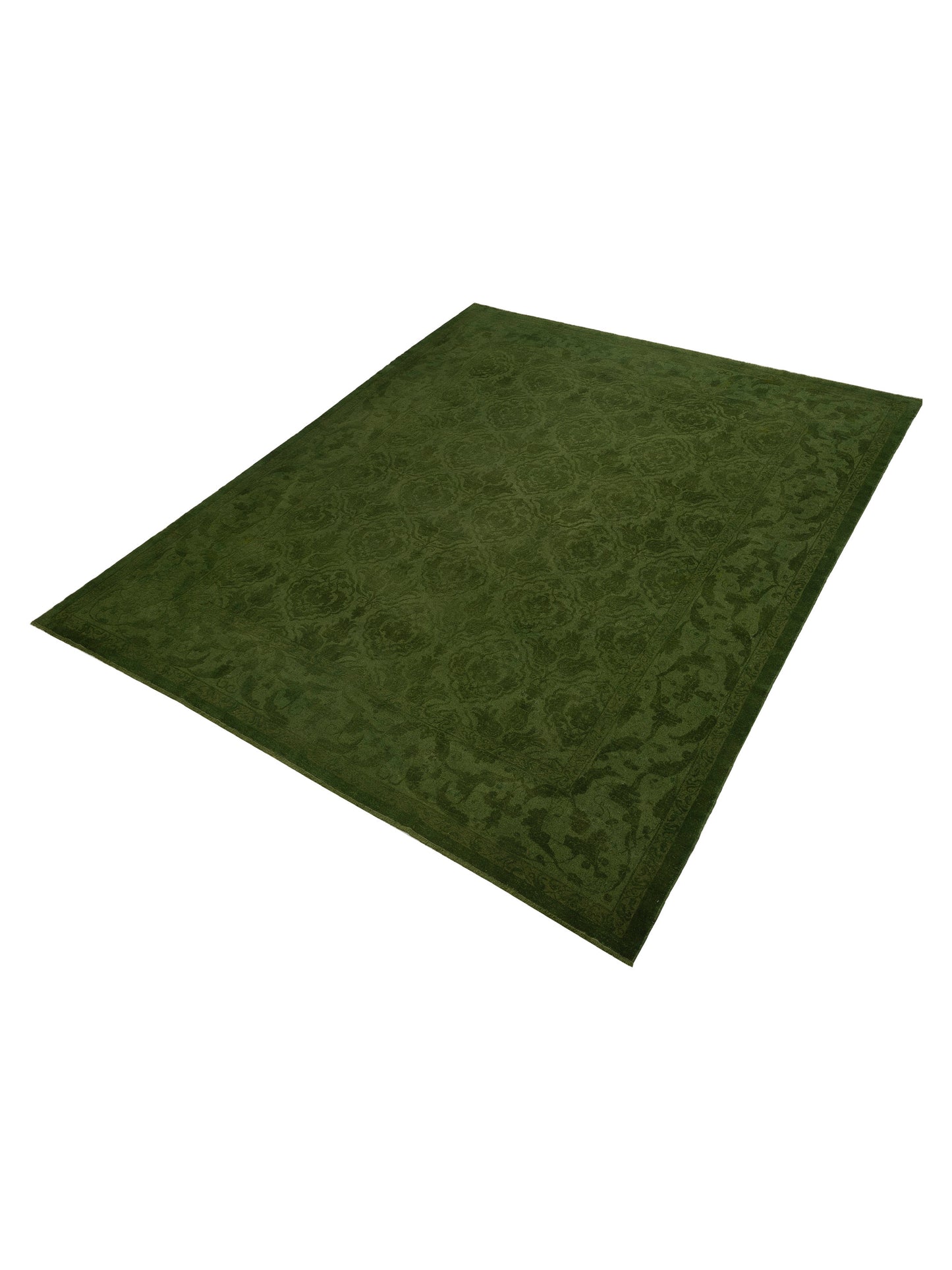 Color Bouquet 110470 Green Green 12.1x14.7 Hand Knotted Rug