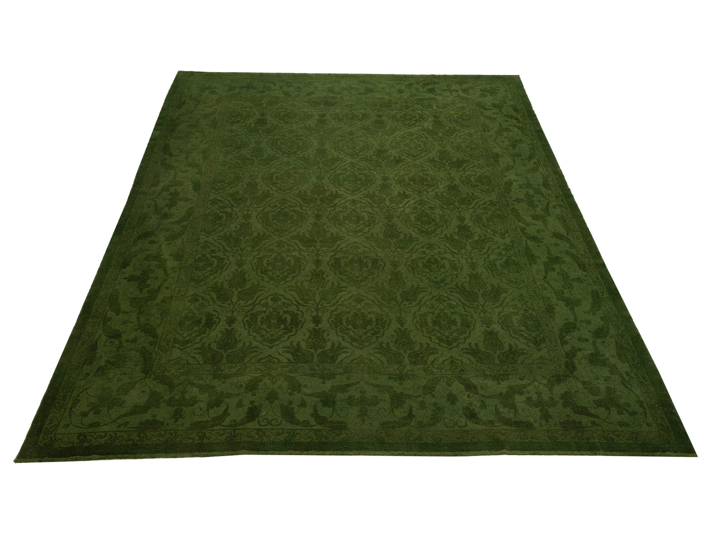 Color Bouquet 110470 Green Green 12.1x14.7 Hand Knotted Rug