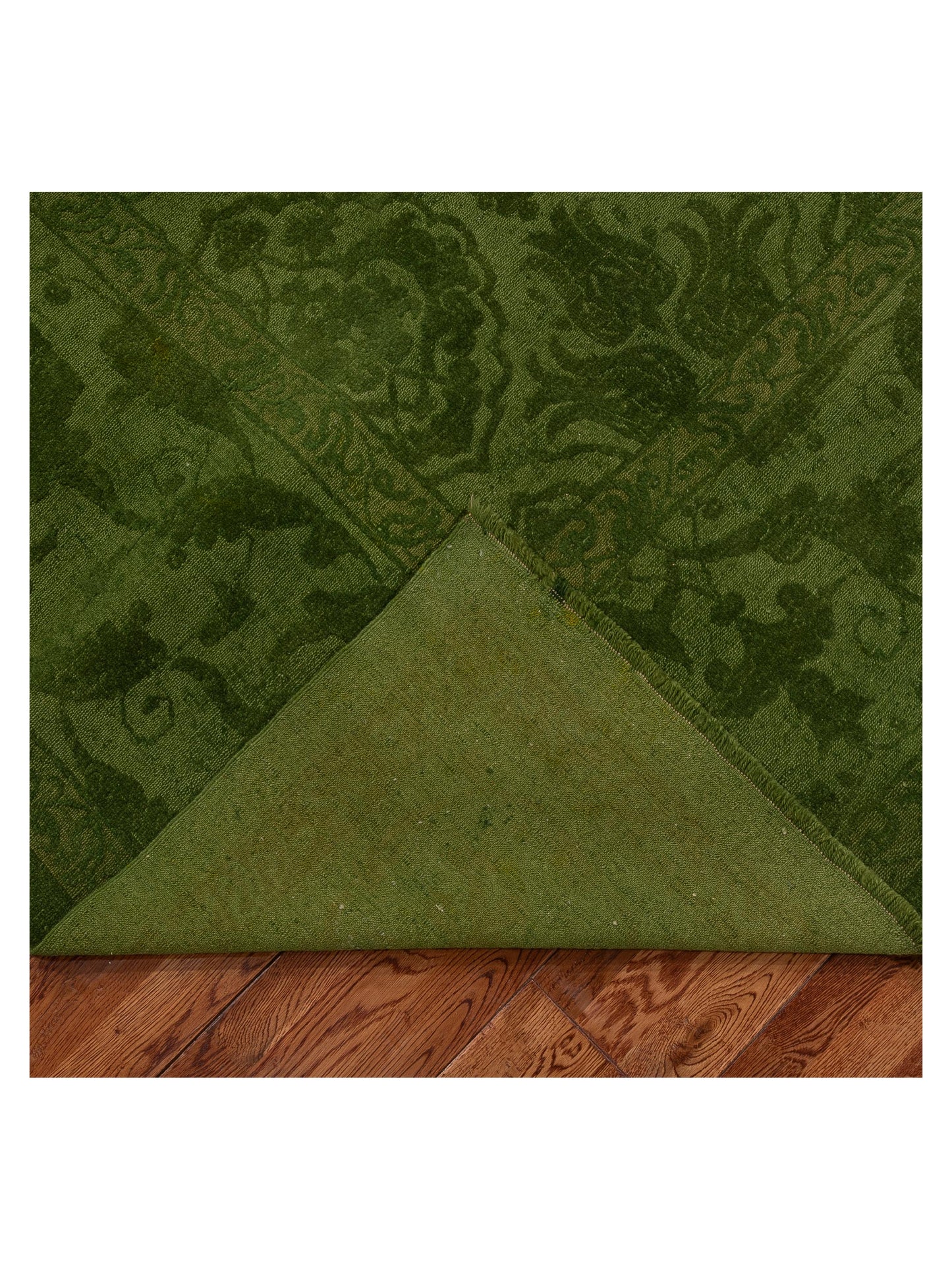 Color Bouquet 110470 Green Green 12.1x14.7 Hand Knotted Rug
