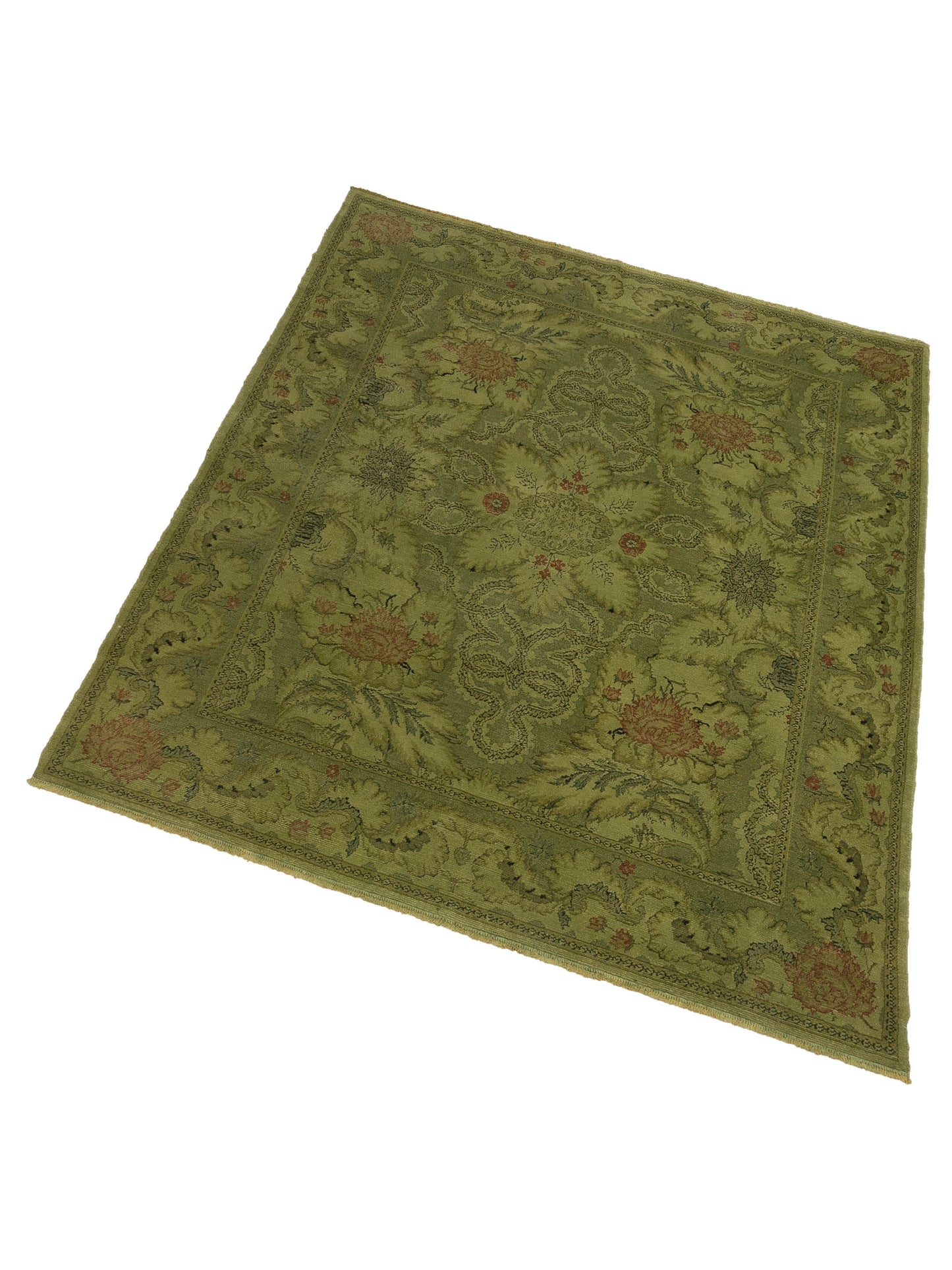 Vintage 110485 Green 8.2x9.8 Hand Knotted Rug