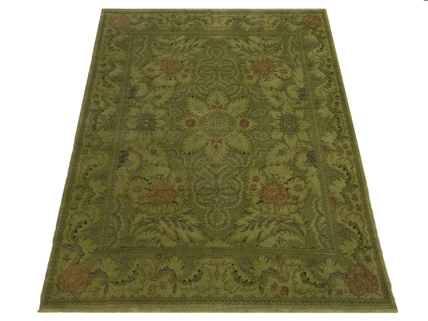 Vintage 110485 Green 8.2x9.8 Hand Knotted Rug