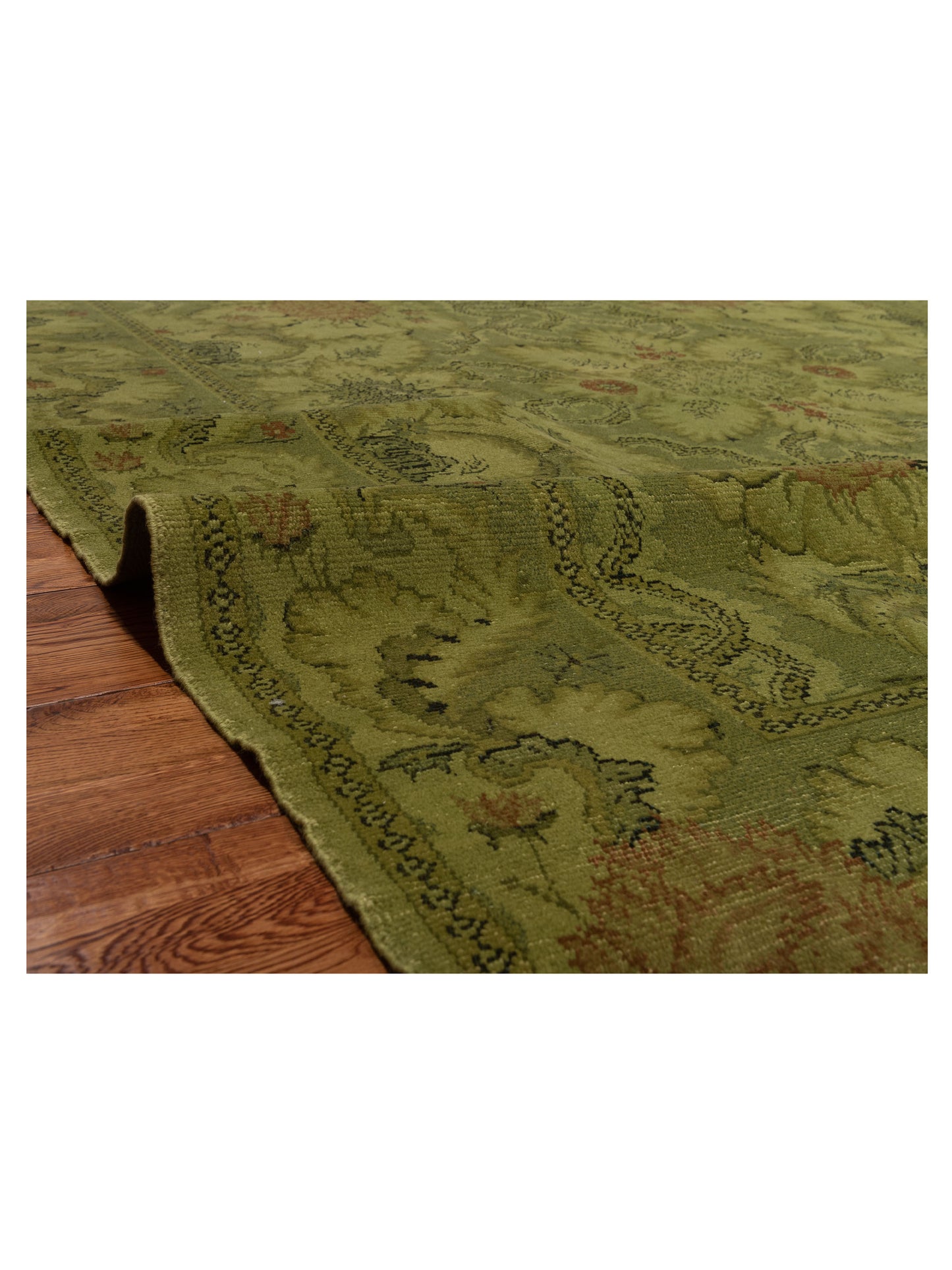 Vintage 110485 Green 8.2x9.8 Hand Knotted Rug