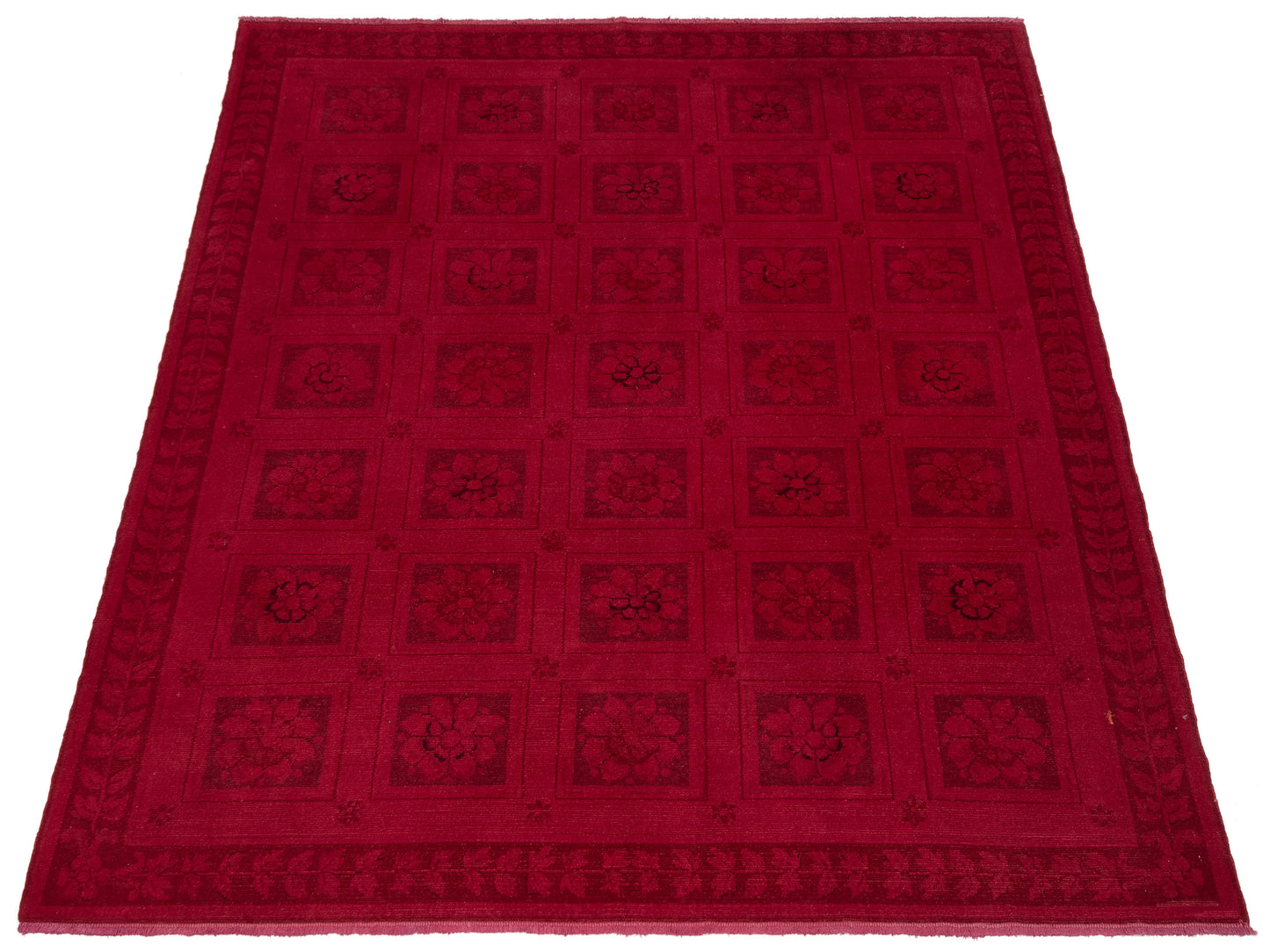 Vintage 110489 Red 8.4x9.5 Hand Knotted Rug