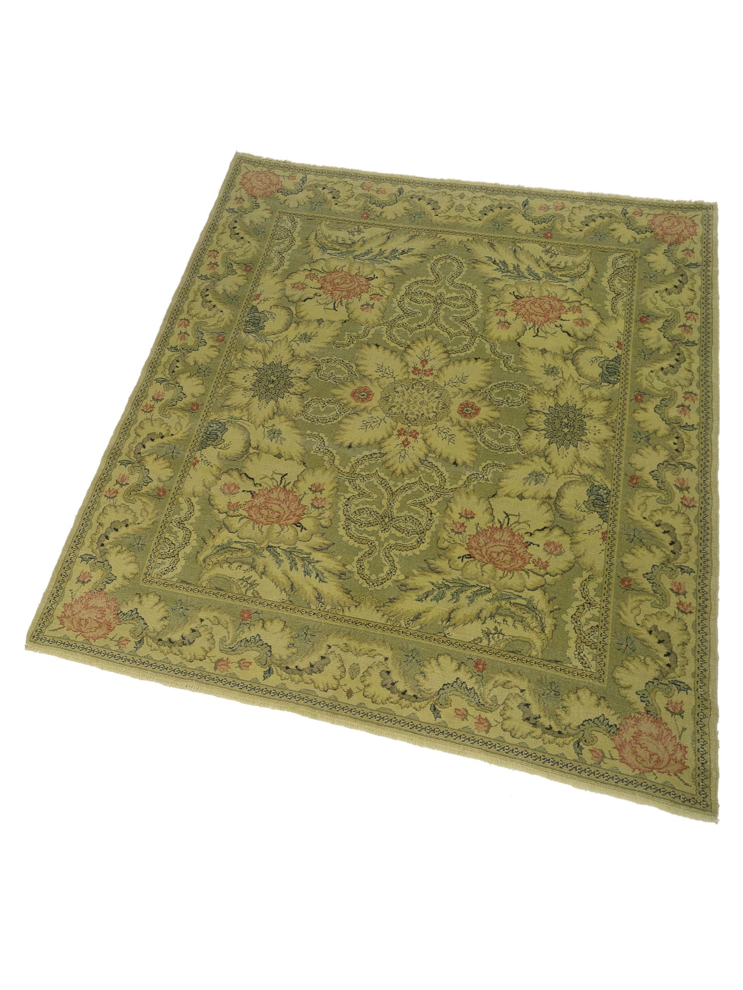 Vintage 110495 Green 8.4x10.1 Hand Knotted Rug