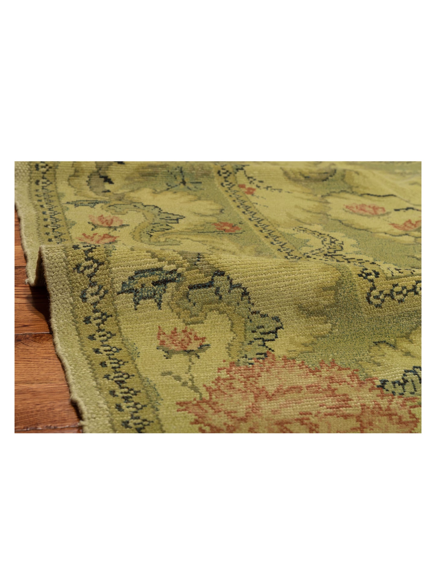 Vintage 110495 Green 8.4x10.1 Hand Knotted Rug