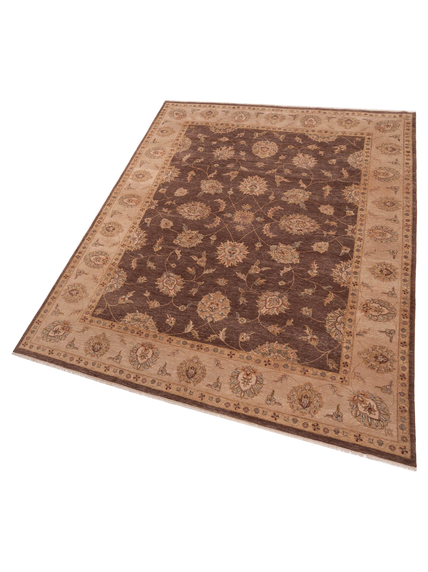 Ghazani 110933 Brown Ivory 9x12.4 Hand Knotted Rug