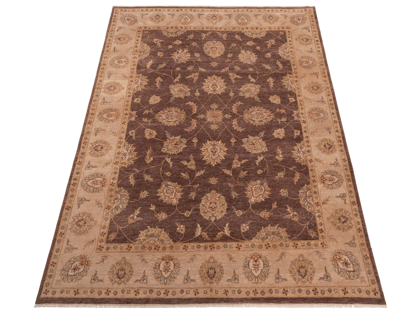 Ghazani 110933 Brown Ivory 9x12.4 Hand Knotted Rug