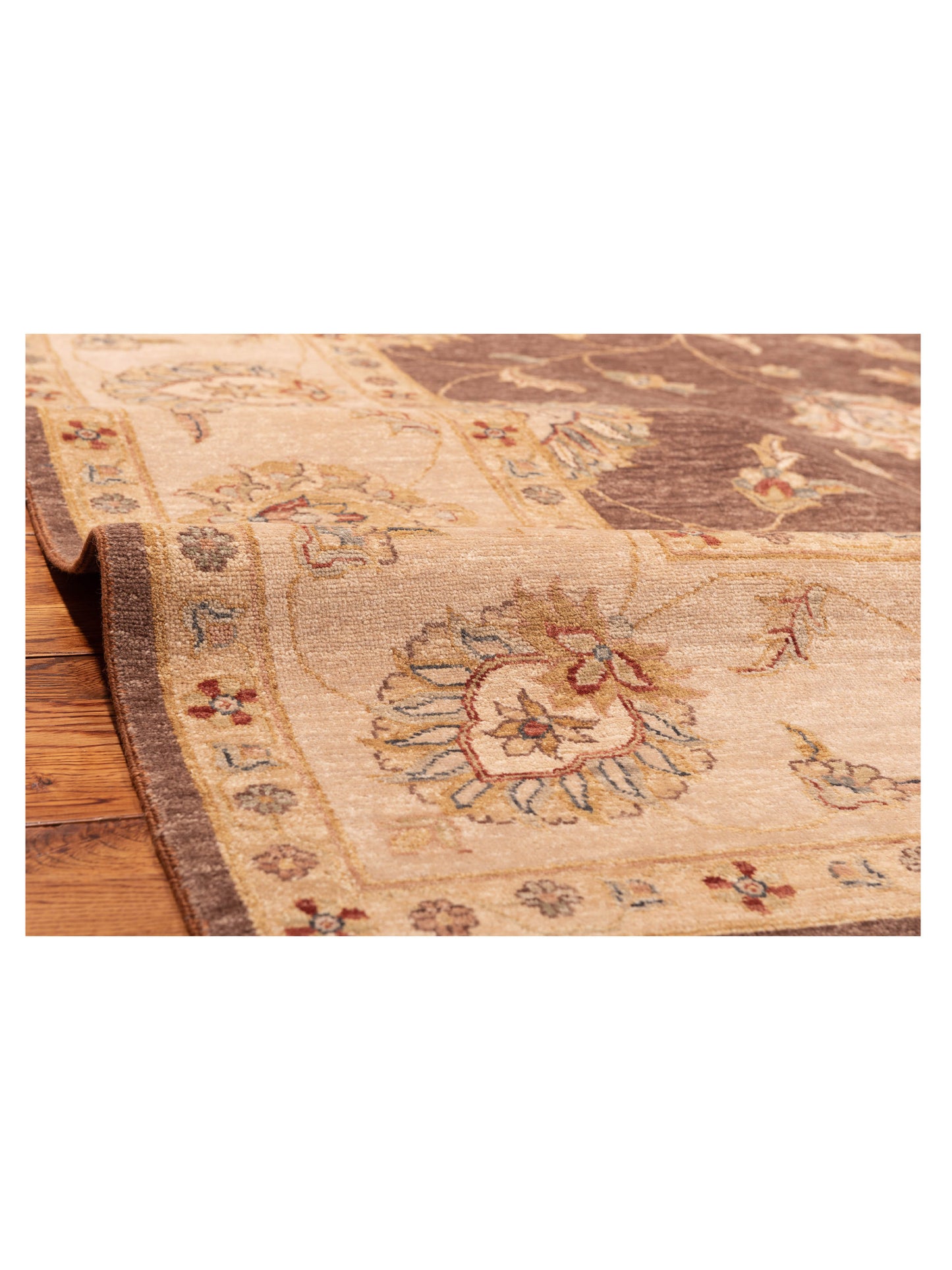 Ghazani 110933 Brown Ivory 9x12.4 Hand Knotted Rug