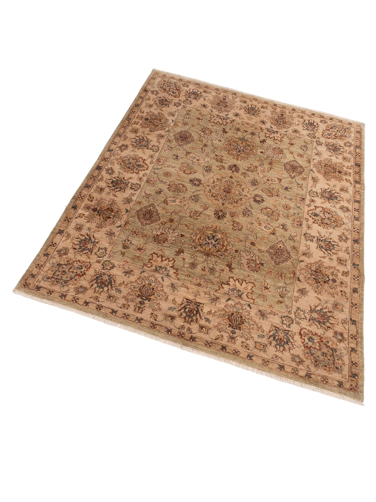 Ghazani 110940 Green Ivory 7.9x9.10 Hand Knotted Rug
