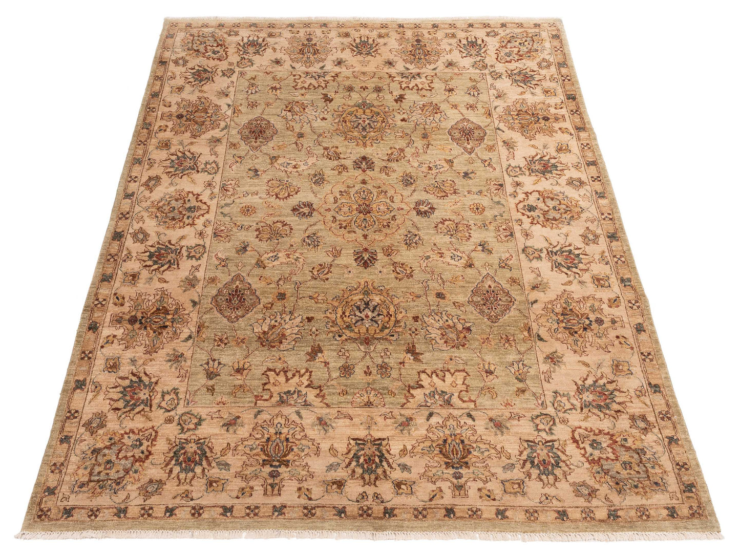 Ghazani 110940 Green Ivory 7.9x9.10 Hand Knotted Rug