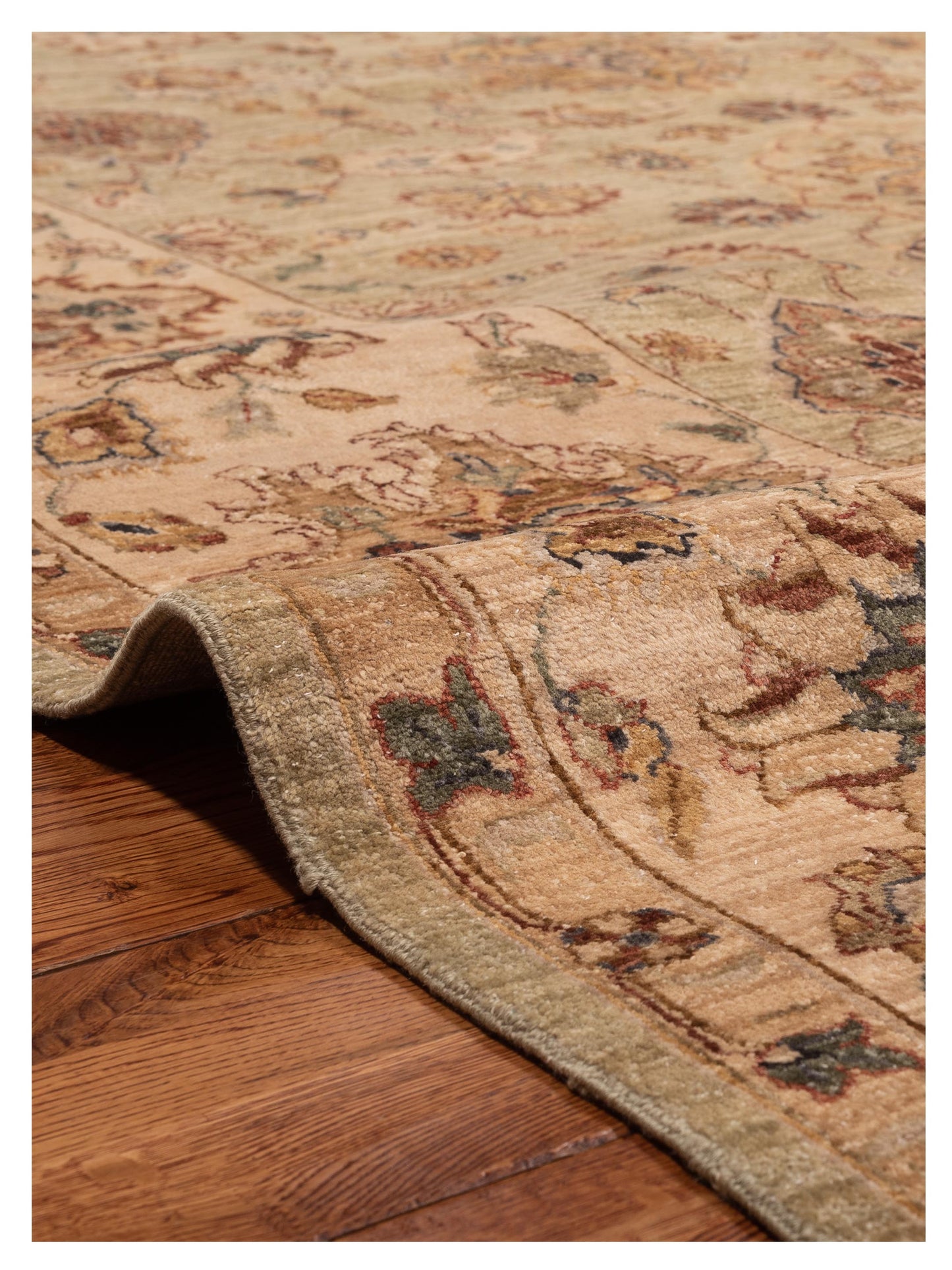 Ghazani 110940 Green Ivory 7.9x9.10 Hand Knotted Rug