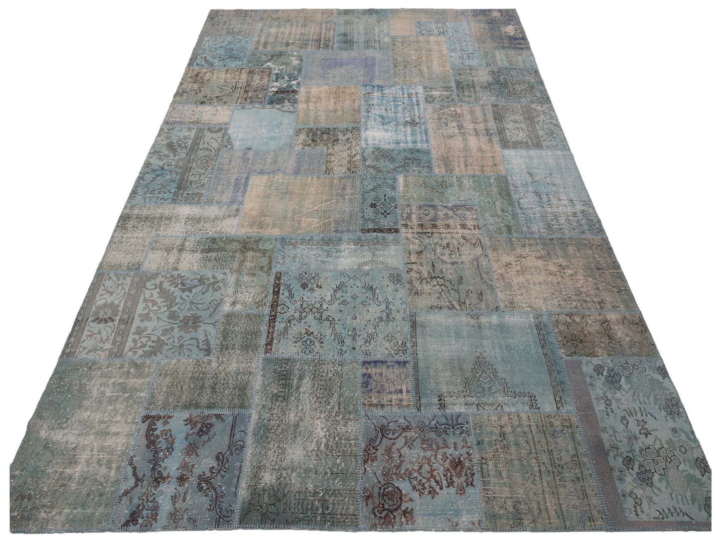 Turkish Vestige Patchwork 110982 Blue 9.10x13.10 Hand Knotted Rug