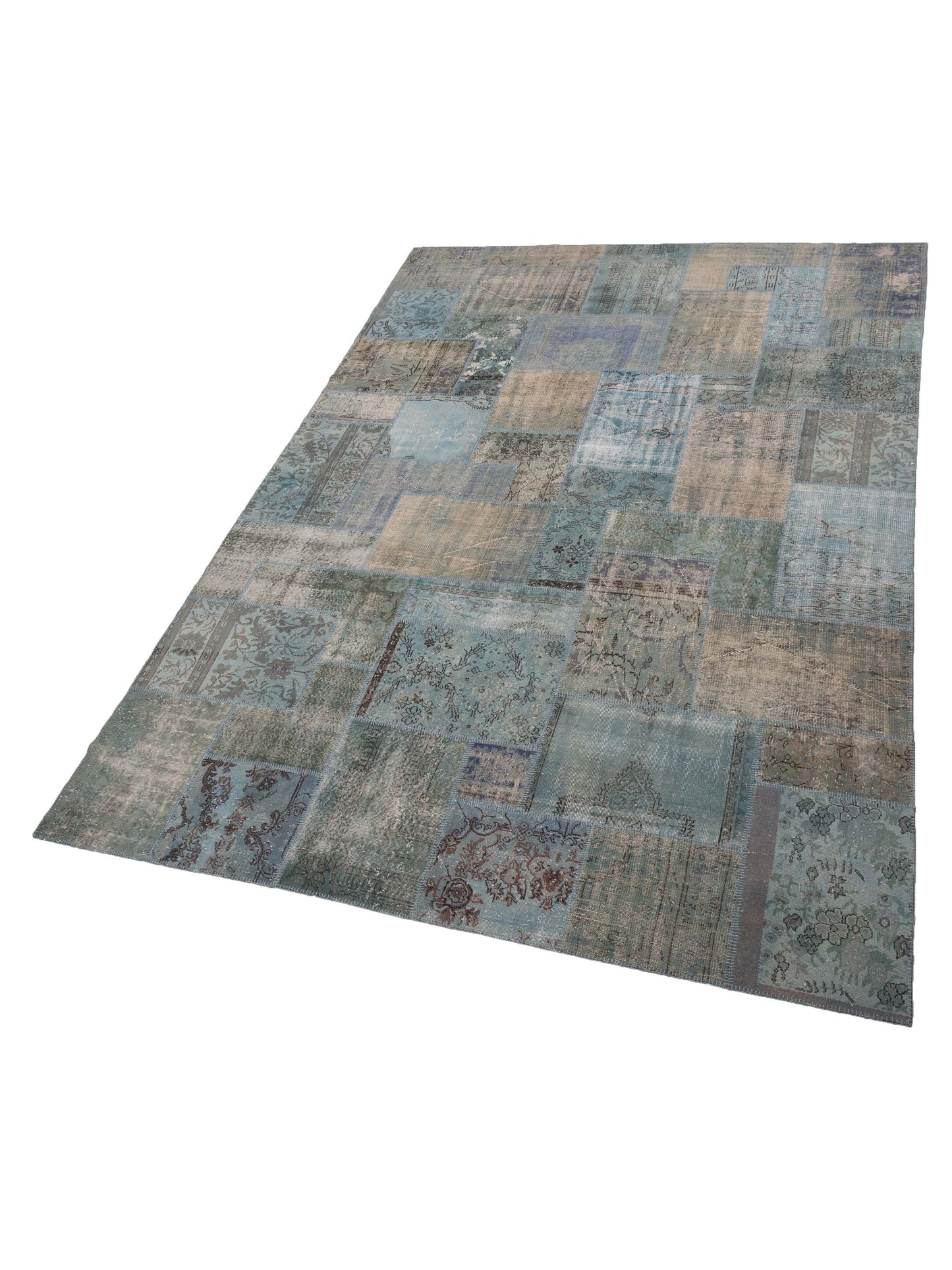 Turkish Vestige Patchwork 110982 Blue 9.10x13.10 Hand Knotted Rug