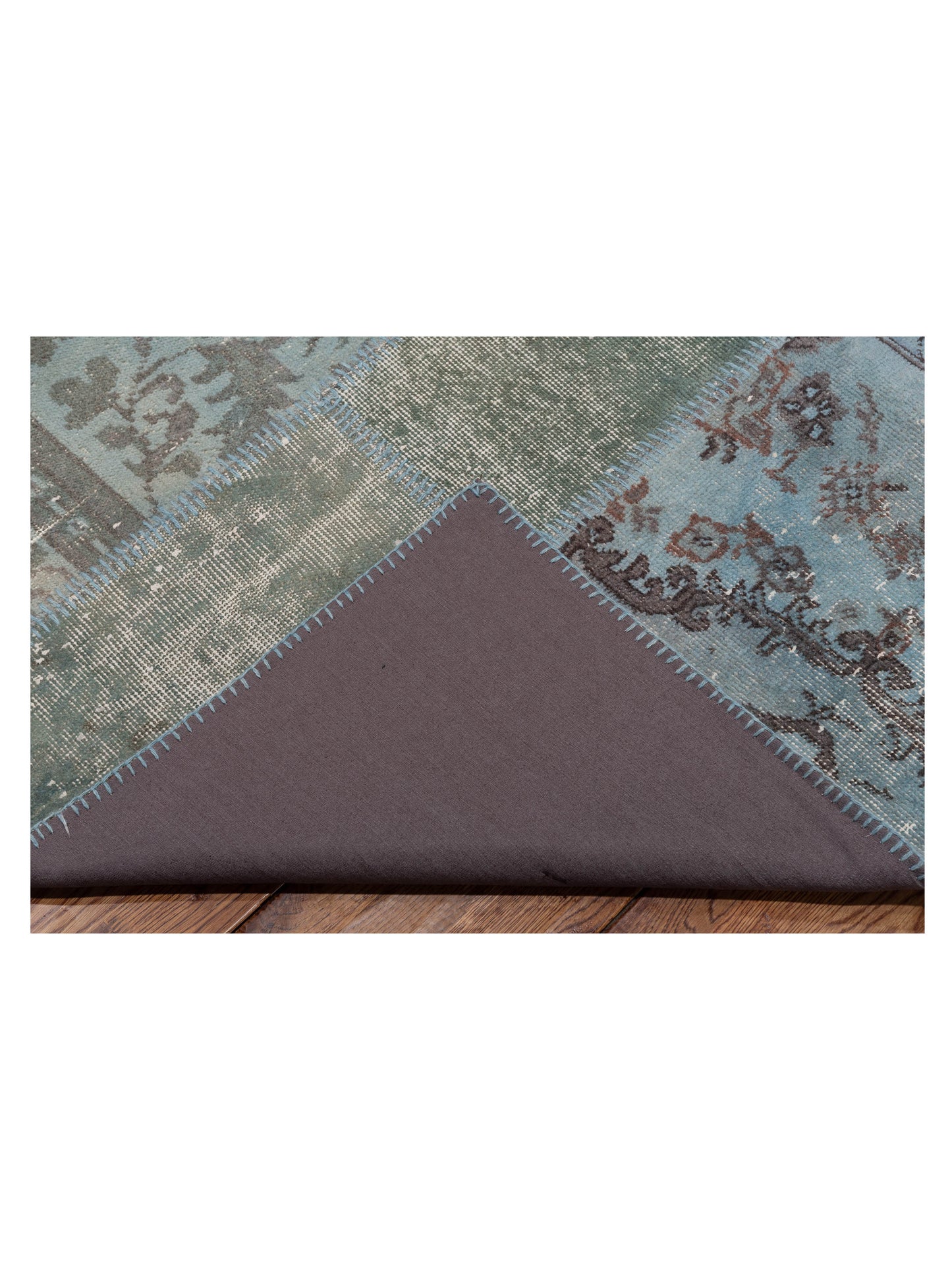 Turkish Vestige Patchwork 110982 Blue 9.10x13.10 Hand Knotted Rug