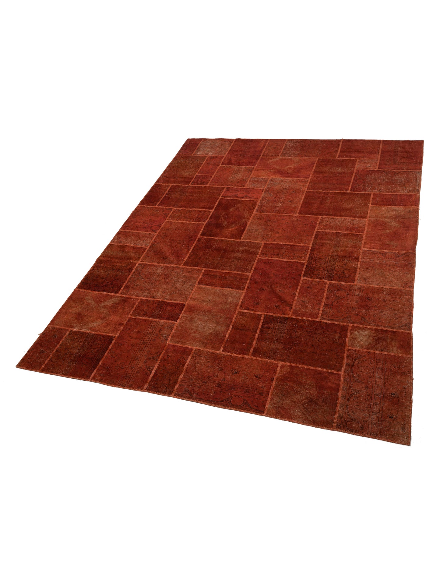 Turkish Vestige Patchwork 111061 Orange 9.10x12.10 Hand Knotted Rug