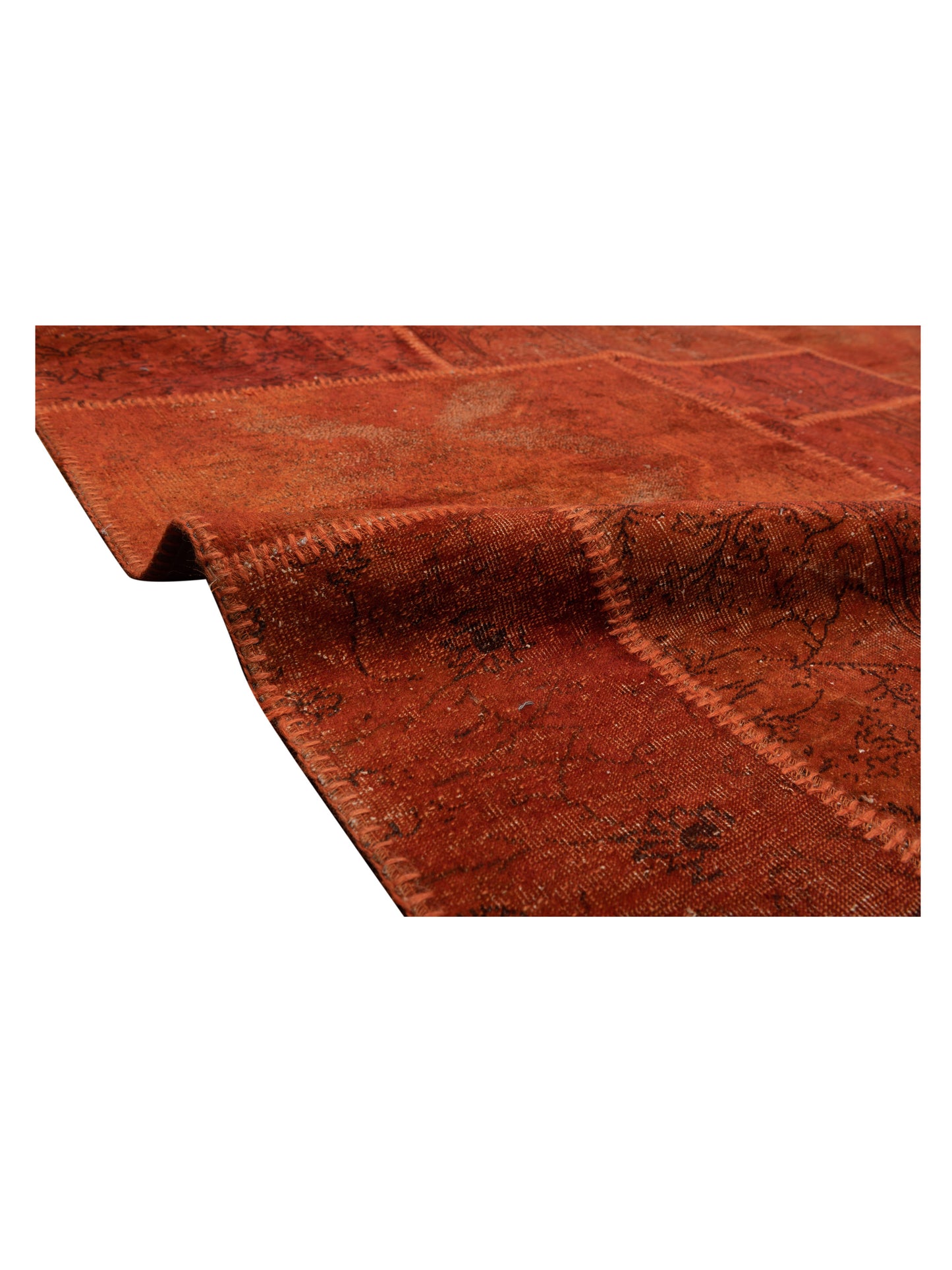 Turkish Vestige Patchwork 111061 Orange 9.10x12.10 Hand Knotted Rug