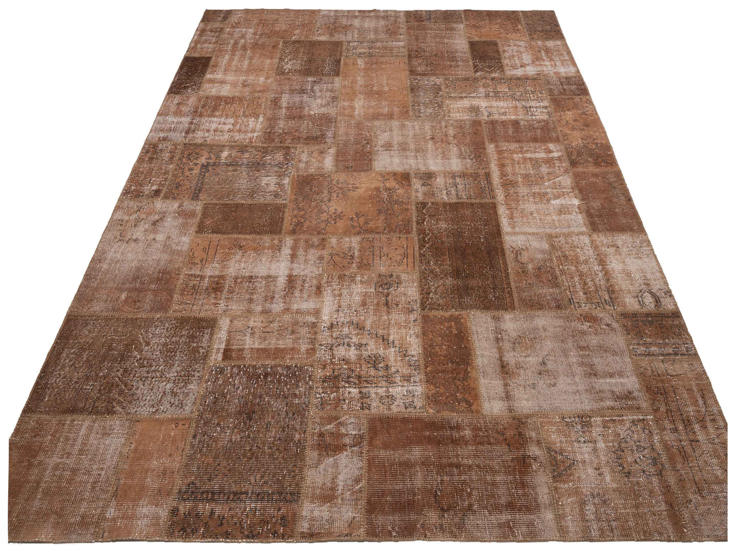 Turkish Vestige Patchwork 111193 Brown 10x13 Hand Knotted Rug