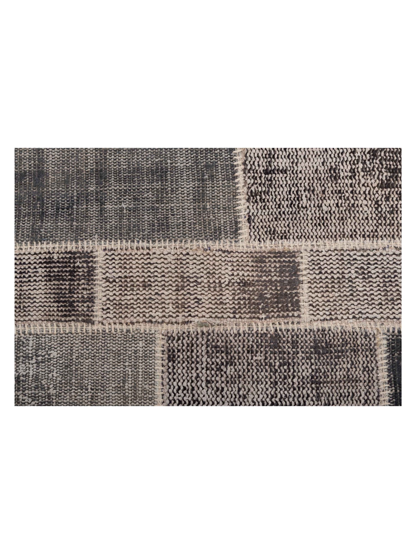 Turkish Vestige Patchwork 111198 Gray 8.11x10.9 Hand Knotted Rug