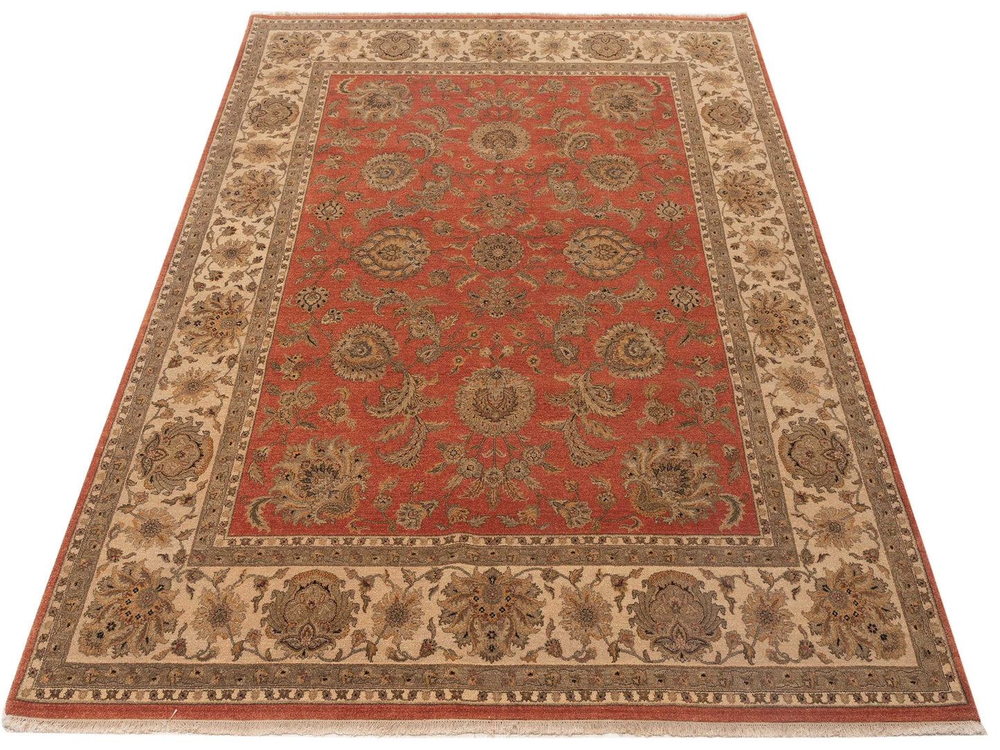 Haji Jalili 111258 Orange Ivory 8.2x10.3 Hand Knotted Rug