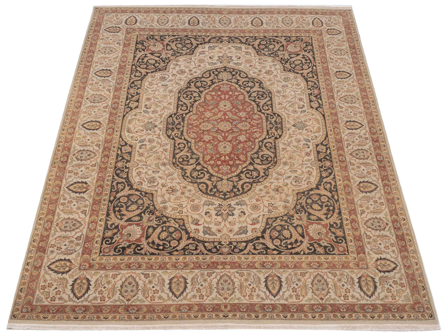 Haji Jalili 111267 Charcoal Ivory 9x12.2 Hand Knotted Rug