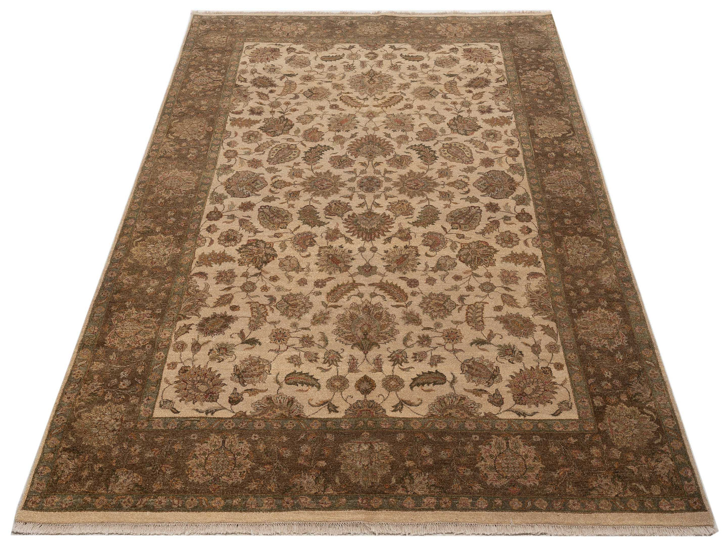 Haji Jalili 111277 Ivory Brown 6.7x9.11 Hand Knotted Rug