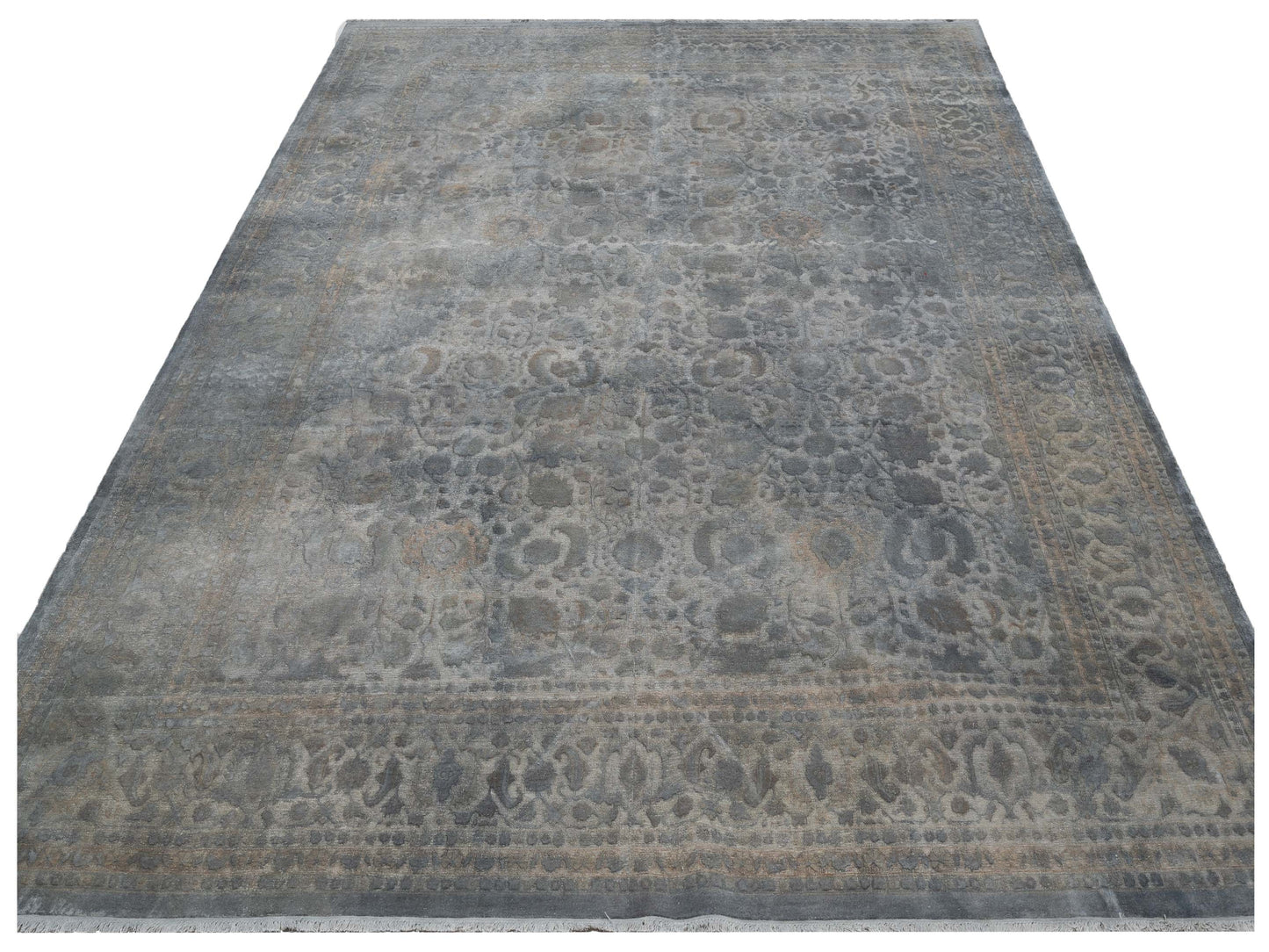 Vintage 111374 Gray 10.2x14 Hand Knotted Rug