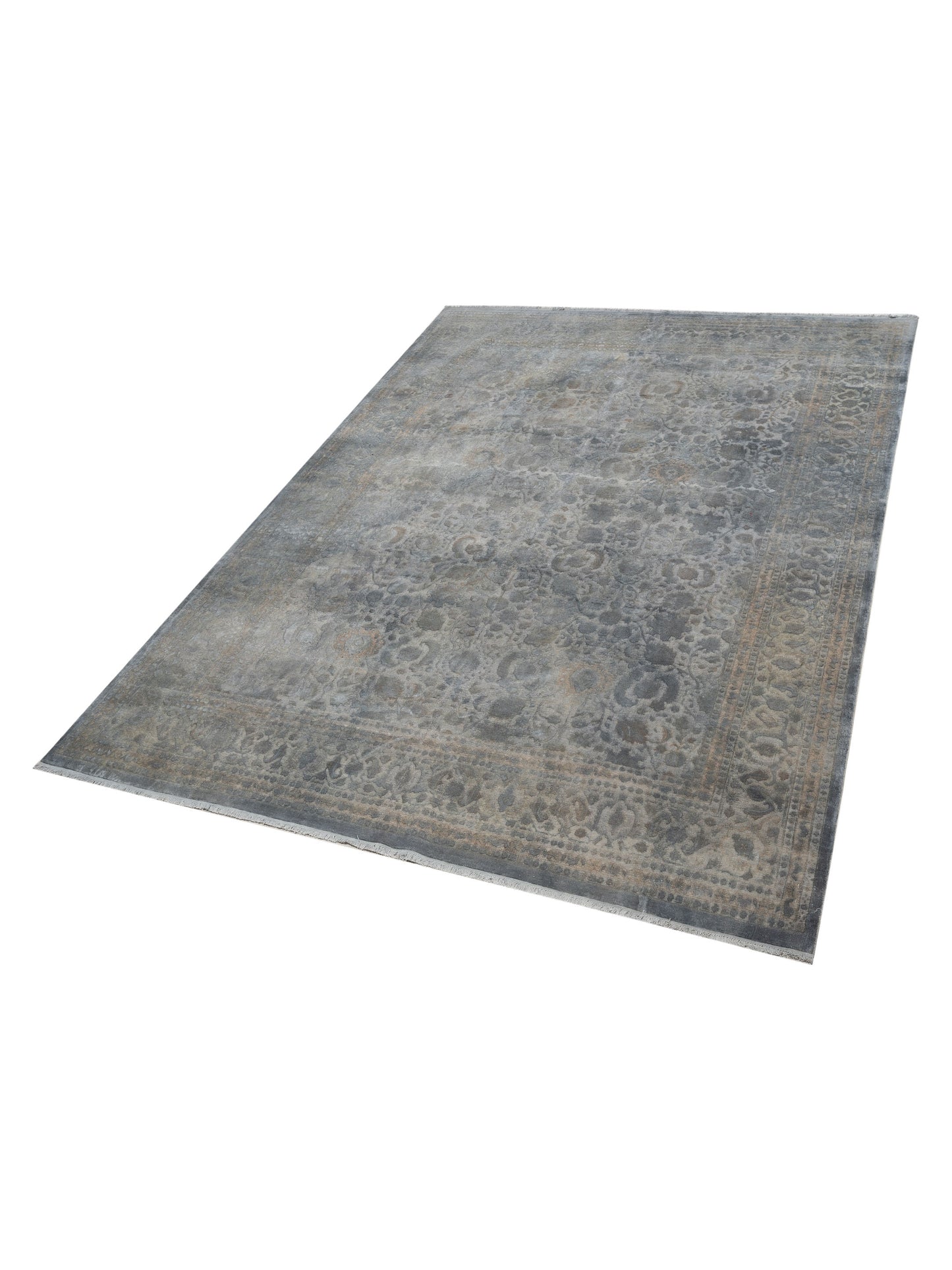 Vintage 111374 Gray 10.2x14 Hand Knotted Rug