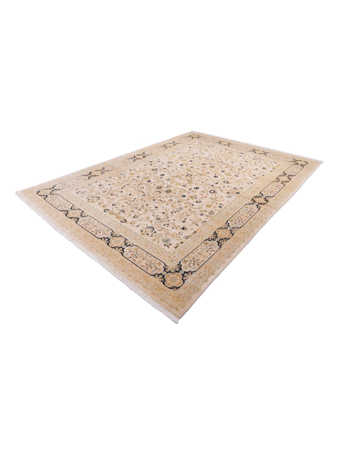 Haji Jalili 111375 Ivory Black 10.1x14 Hand Knotted Rug