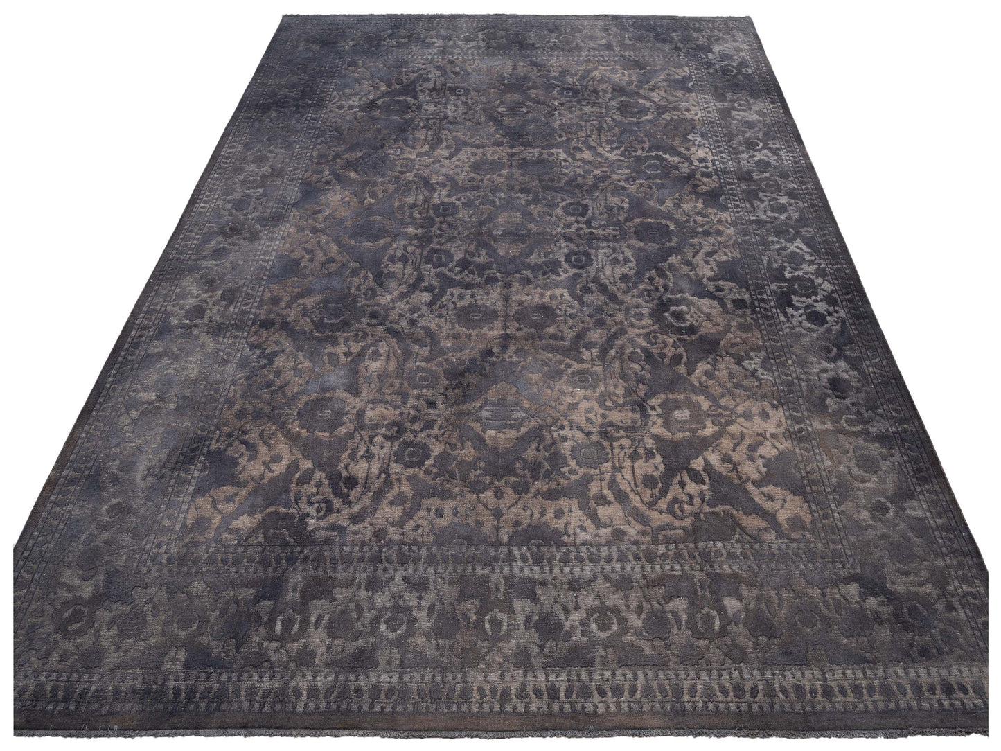 Vintage 111383 Dark Gray 10.1x13.5 Hand Knotted Rug