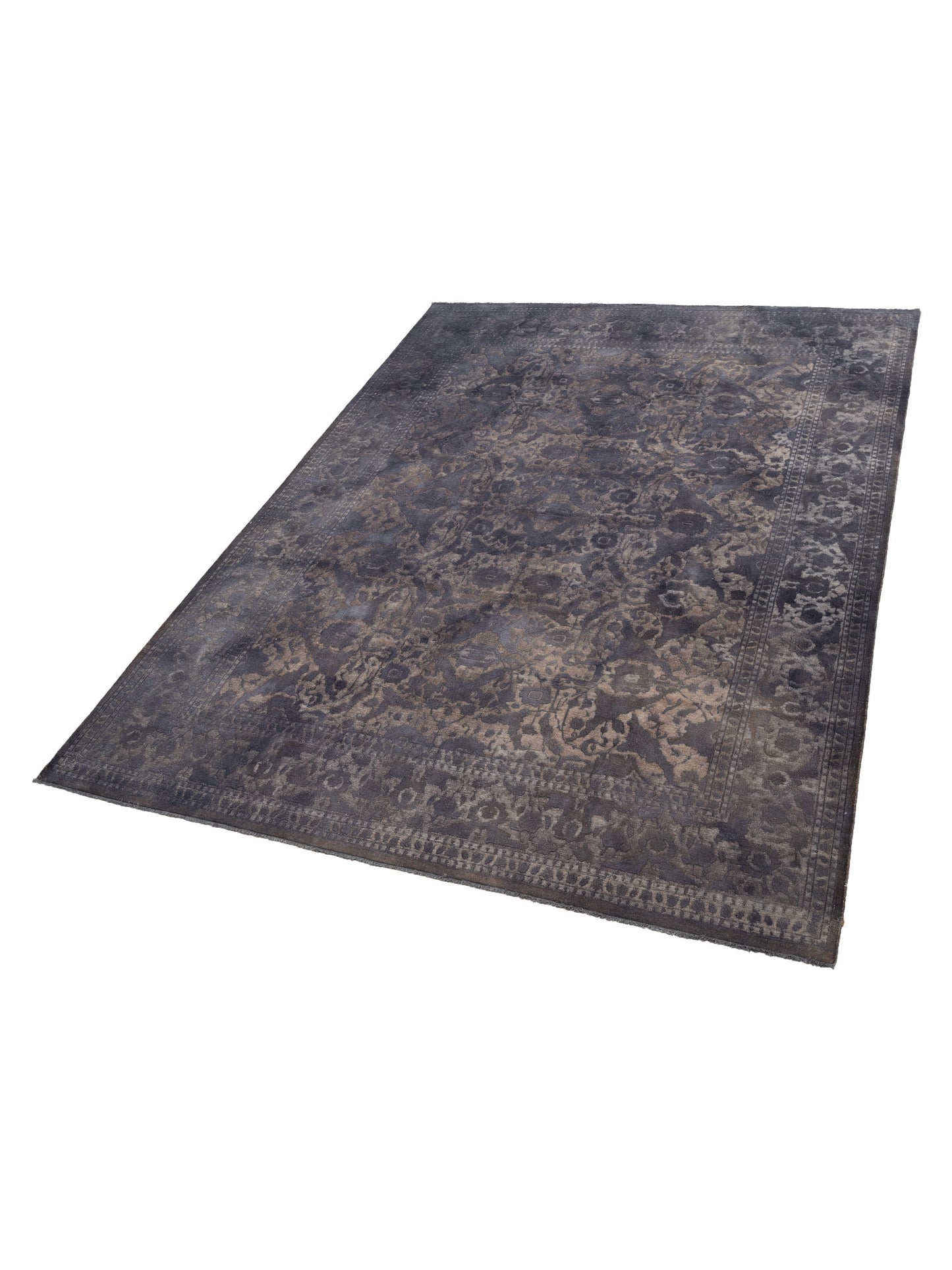 Vintage 111383 Dark Gray 10.1x13.5 Hand Knotted Rug