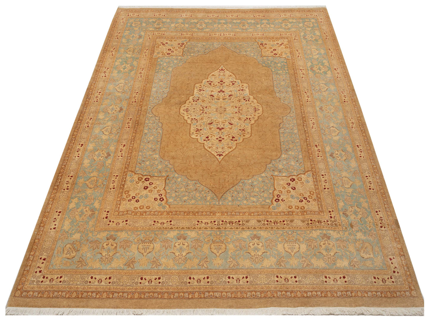 Haji Jalili 111405 Gold Blue 8.2x10.5 Hand Knotted Rug