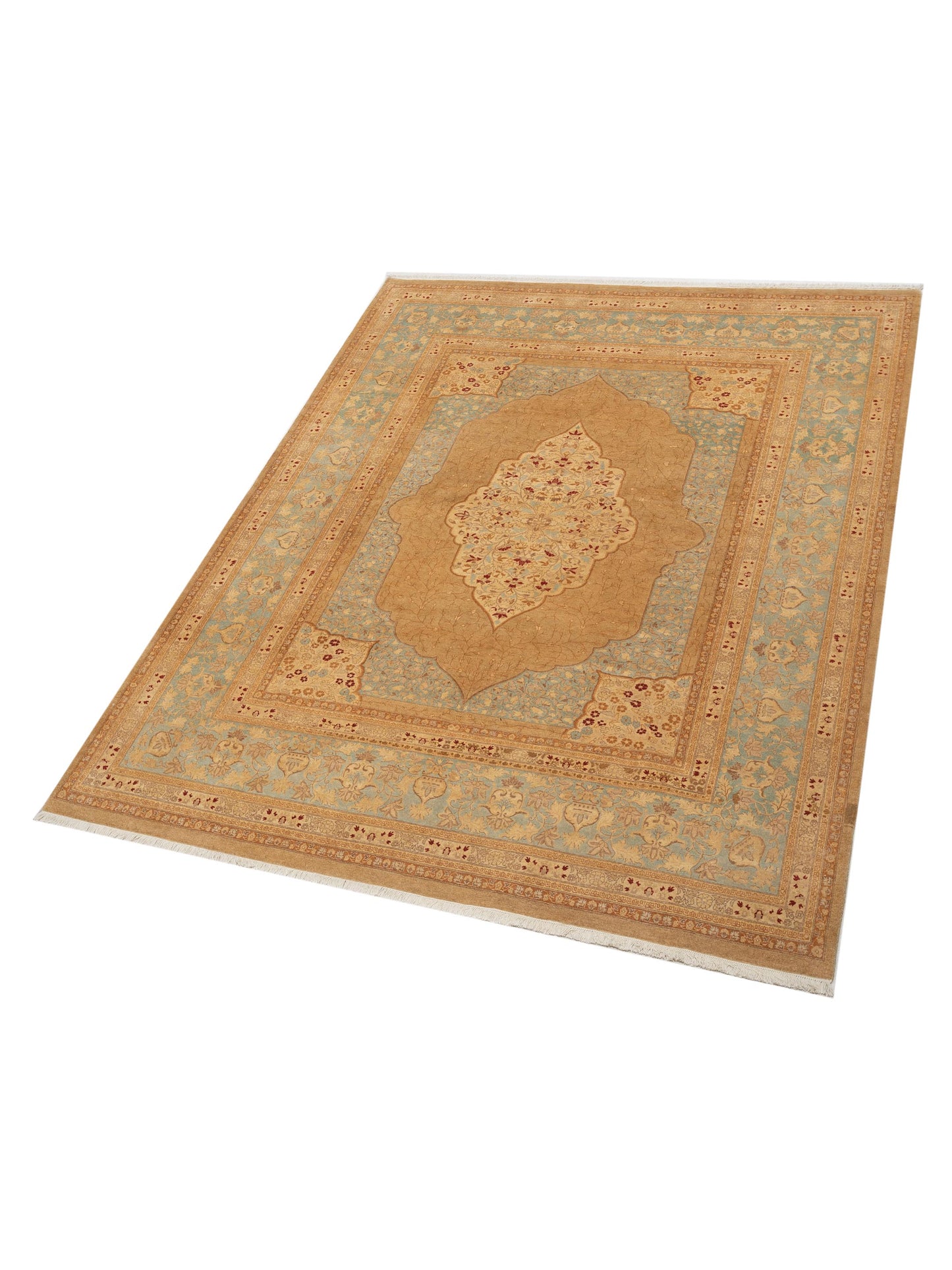 Haji Jalili 111405 Gold Blue 8.2x10.5 Hand Knotted Rug