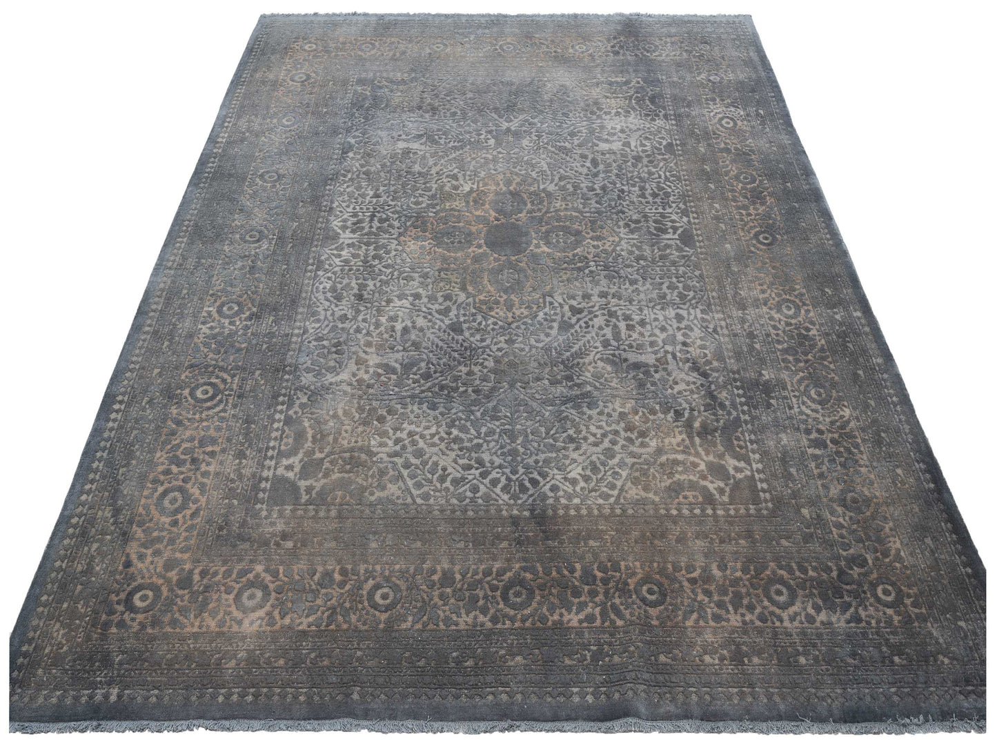 Vintage 111417 Dark Gray 9.1x12.2 Hand Knotted Rug