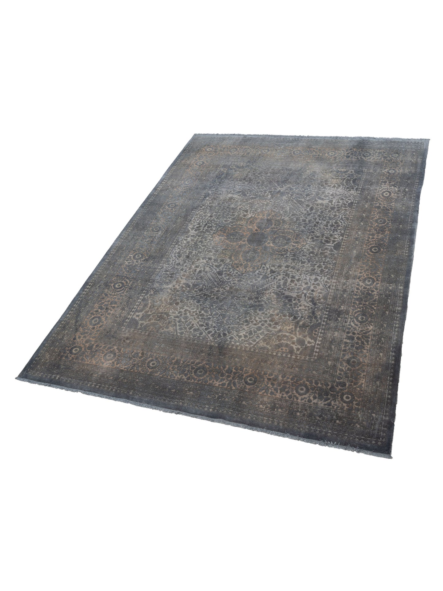 Vintage 111417 Dark Gray 9.1x12.2 Hand Knotted Rug