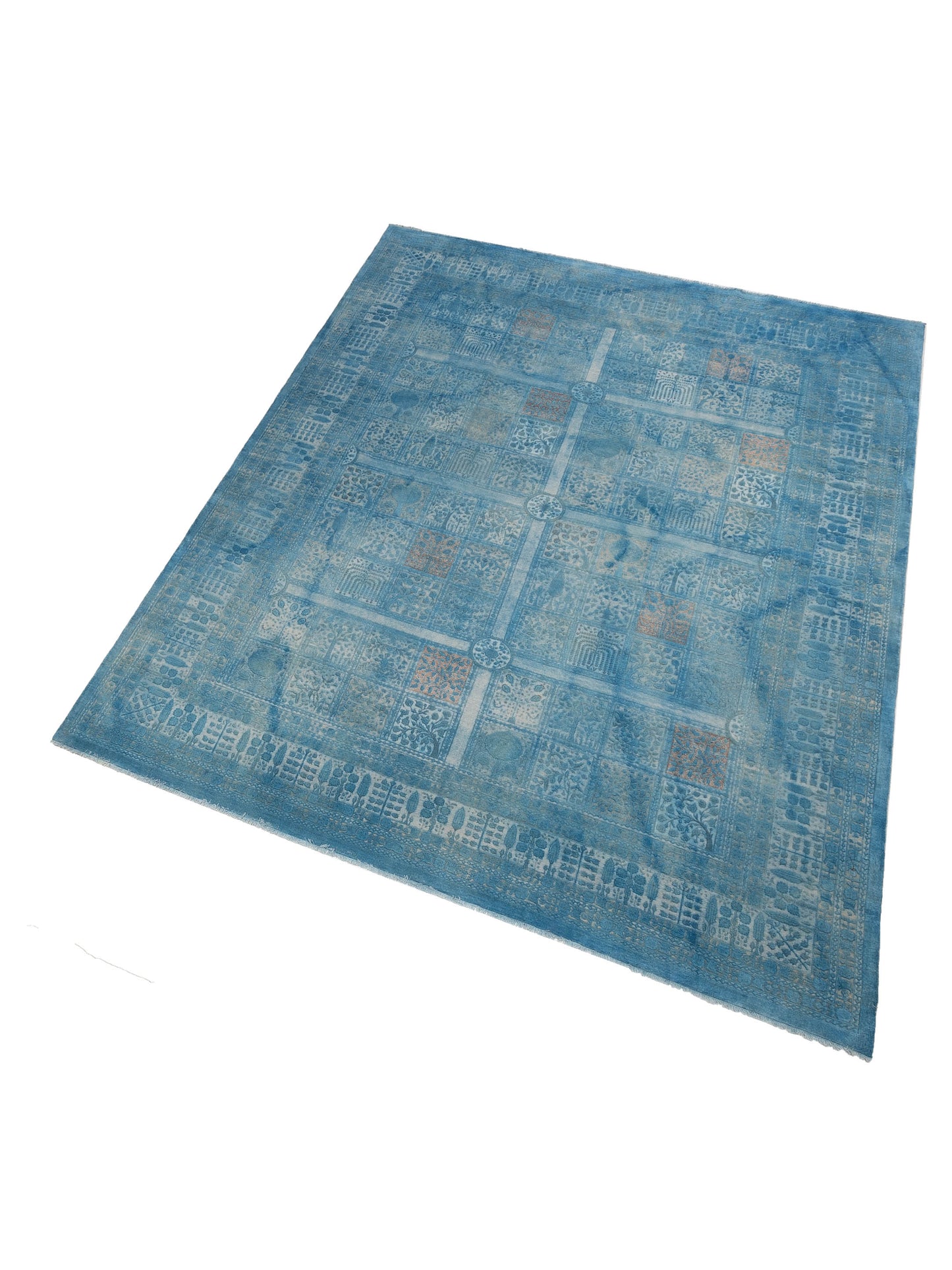 Vintage 111434 Sky Blue 12.3x15.7 Hand Knotted Rug