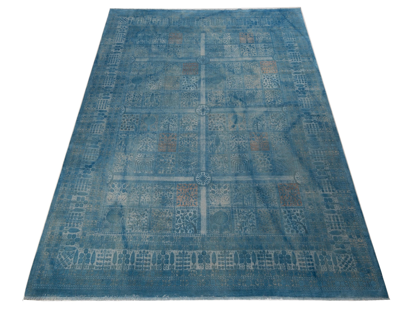 Vintage 111434 Sky Blue 12.3x15.7 Hand Knotted Rug