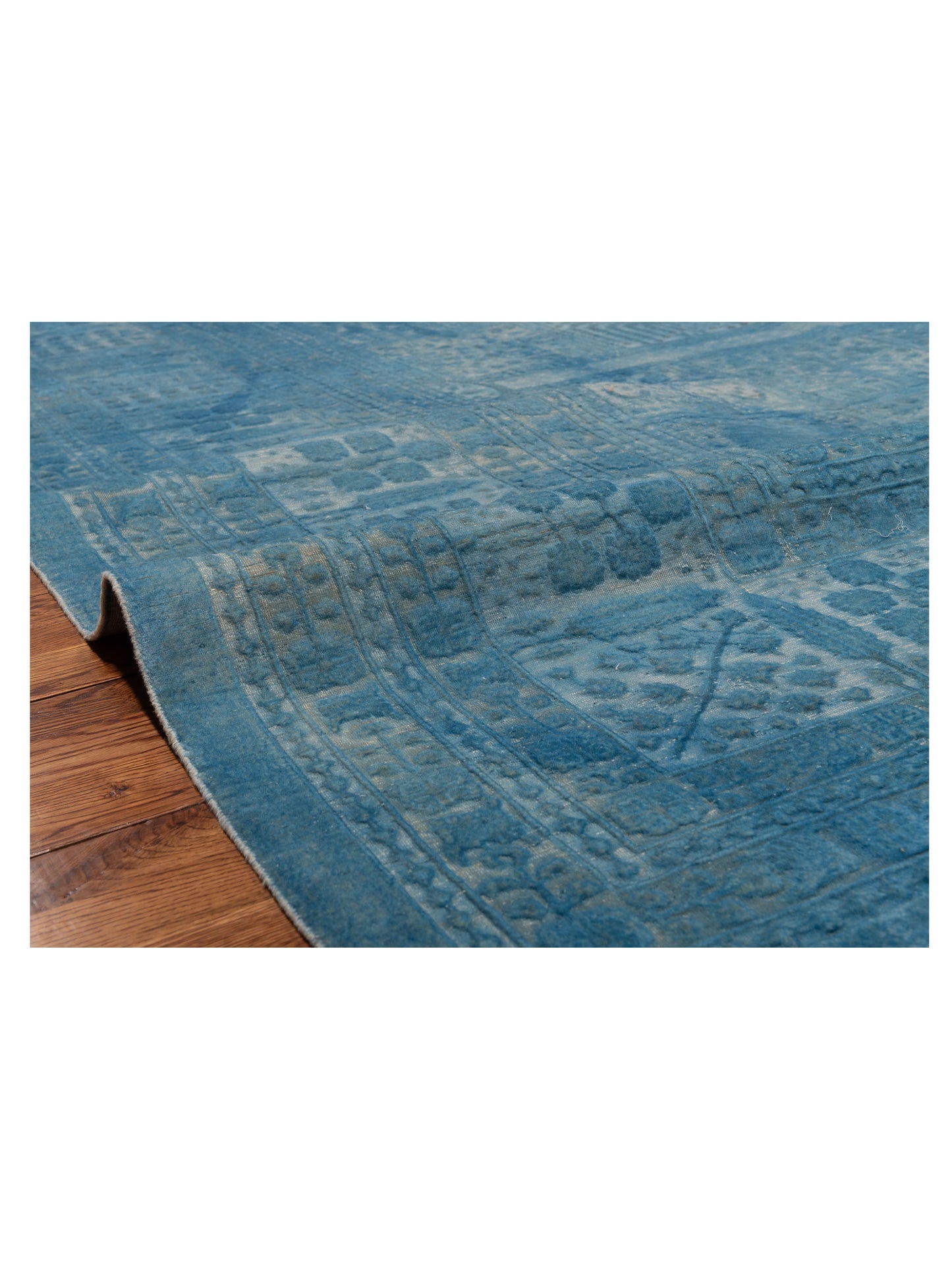 Vintage 111434 Sky Blue 12.3x15.7 Hand Knotted Rug
