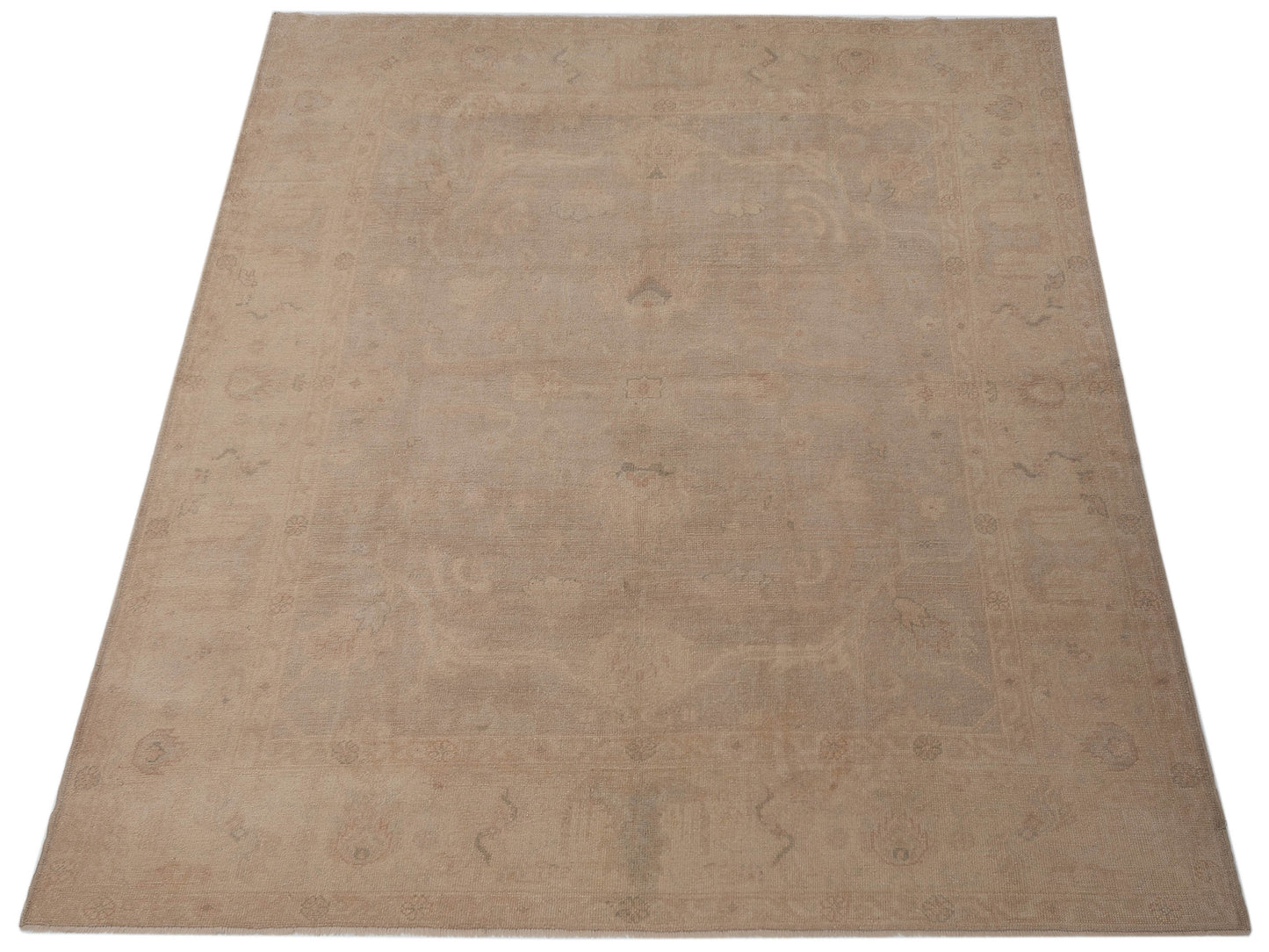 Vintage 111522 Cream 8.4x9.9 Hand Knotted Rug