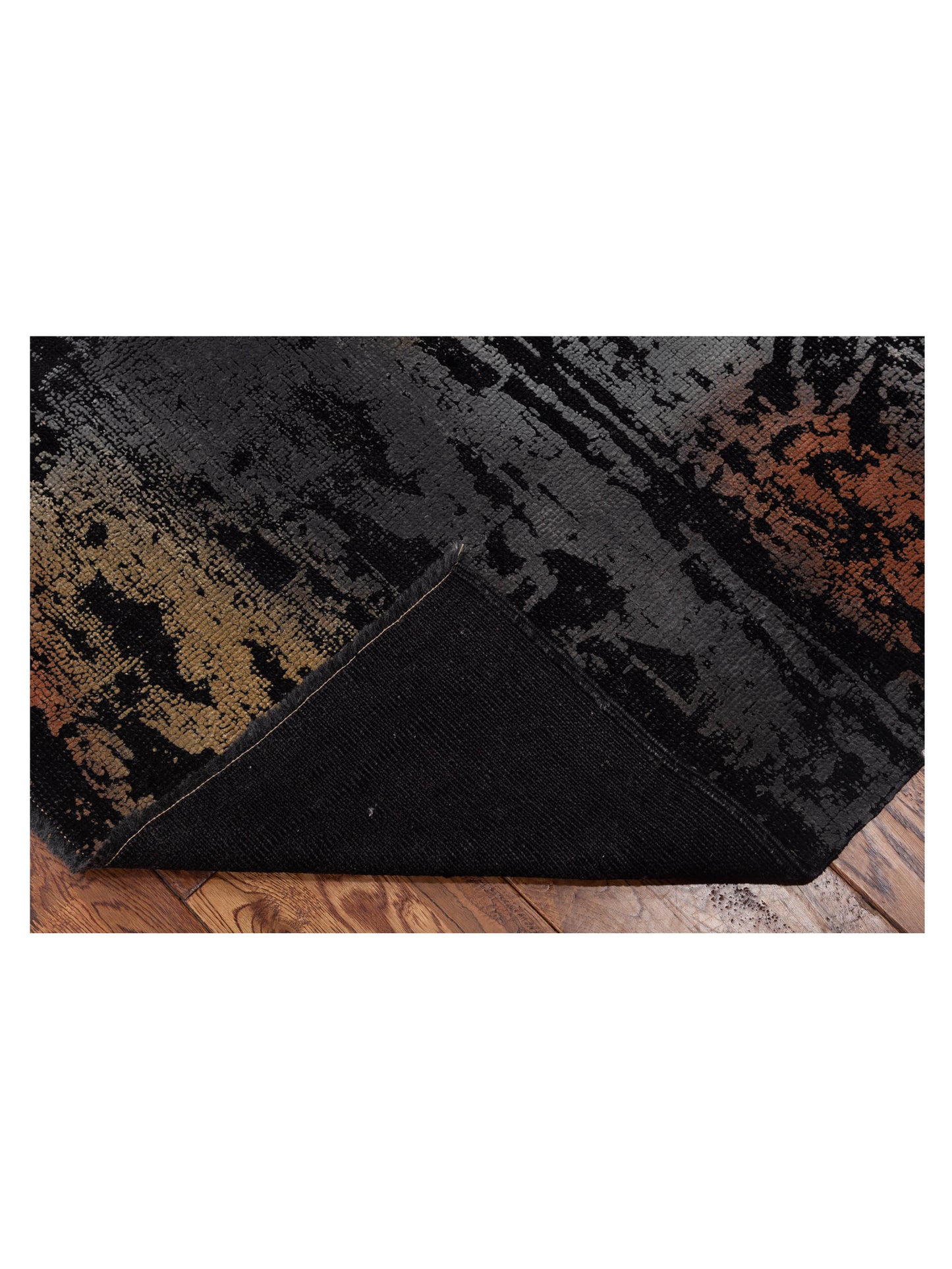 Vintage 111532 Black Gray 6.6x6.8 Hand Knotted Rug