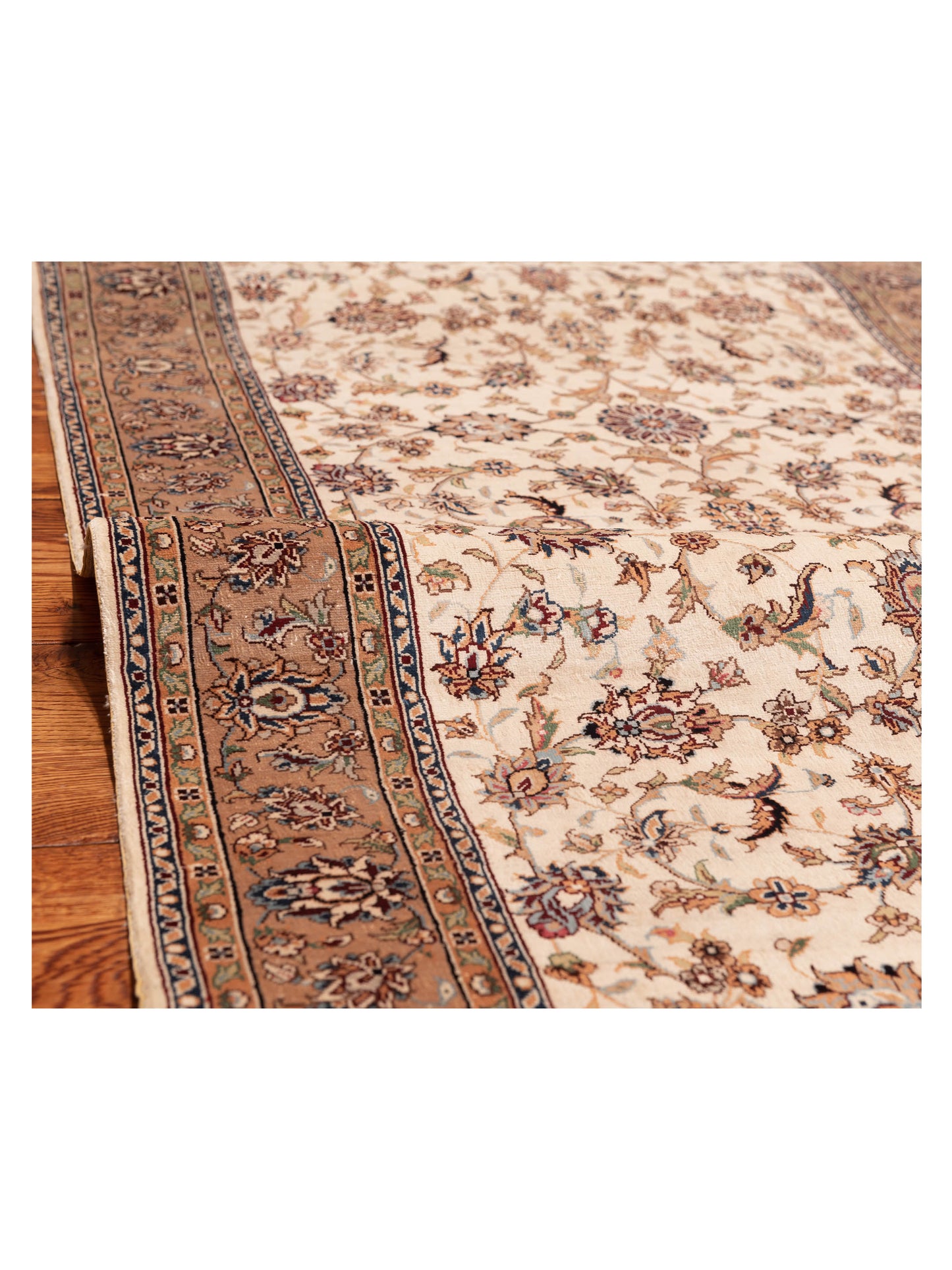 Pure Silk 111676 Ivory Camel 2.7x8.3 Hand Knotted Rug