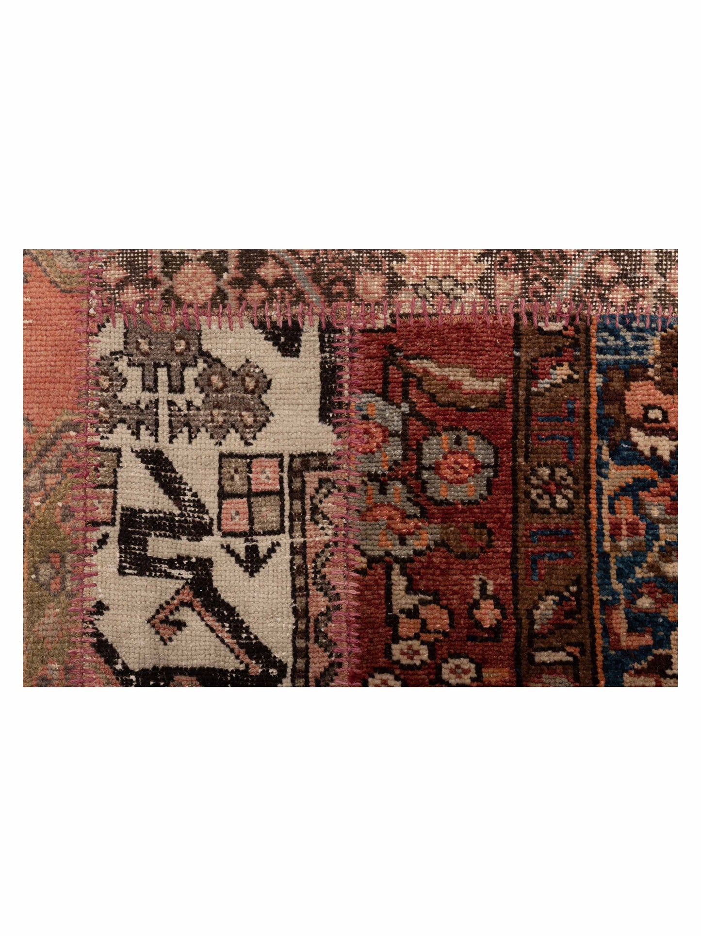 Turkish Vestige Patchwork 111878 Pink Brown 6.10x12 Hand Knotted Rug
